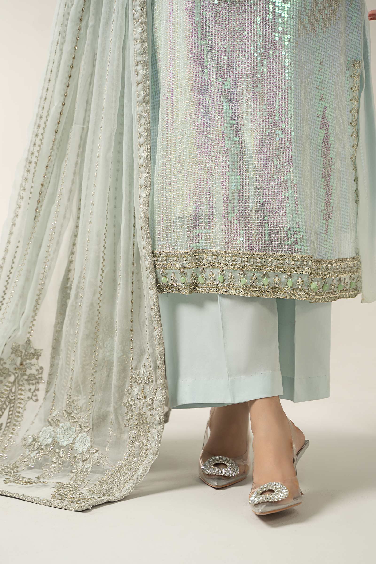 3 Piece Embroidered Chiffon Suit | BDS-3005