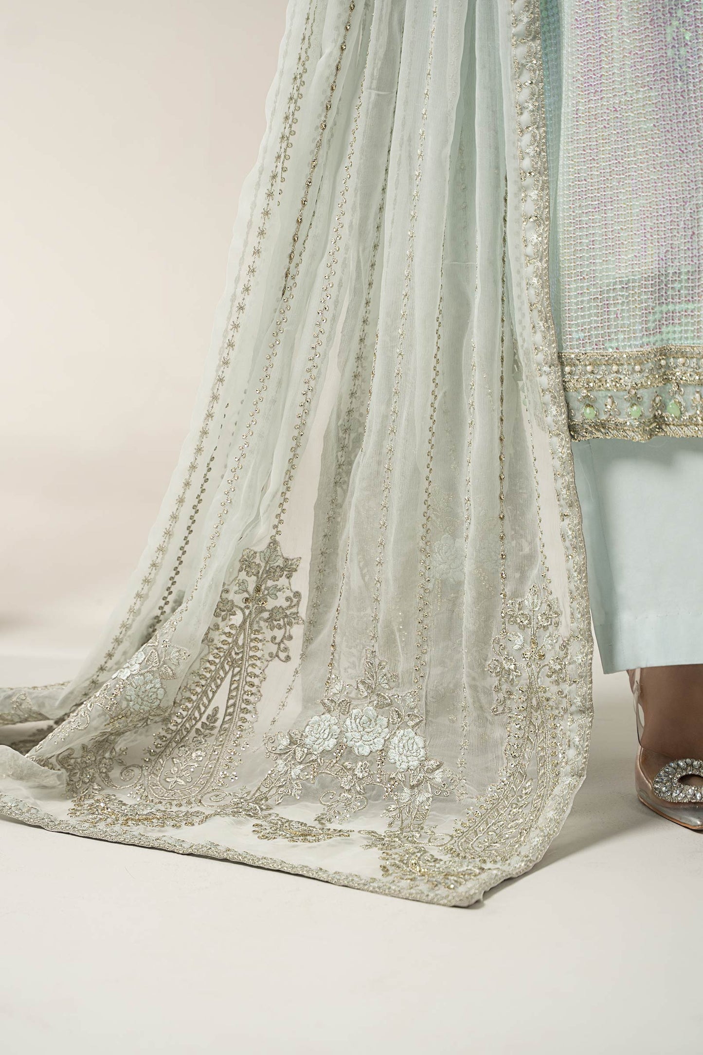 3 Piece Embroidered Chiffon Suit | BDS-3005