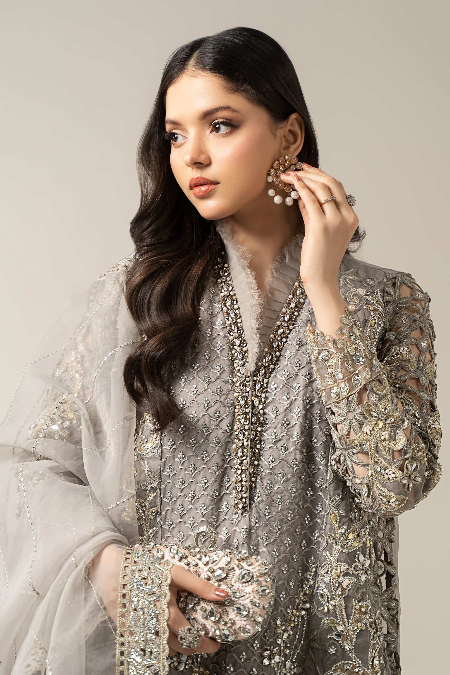 3 Piece Embroidered Organza Suit | BDS-3006