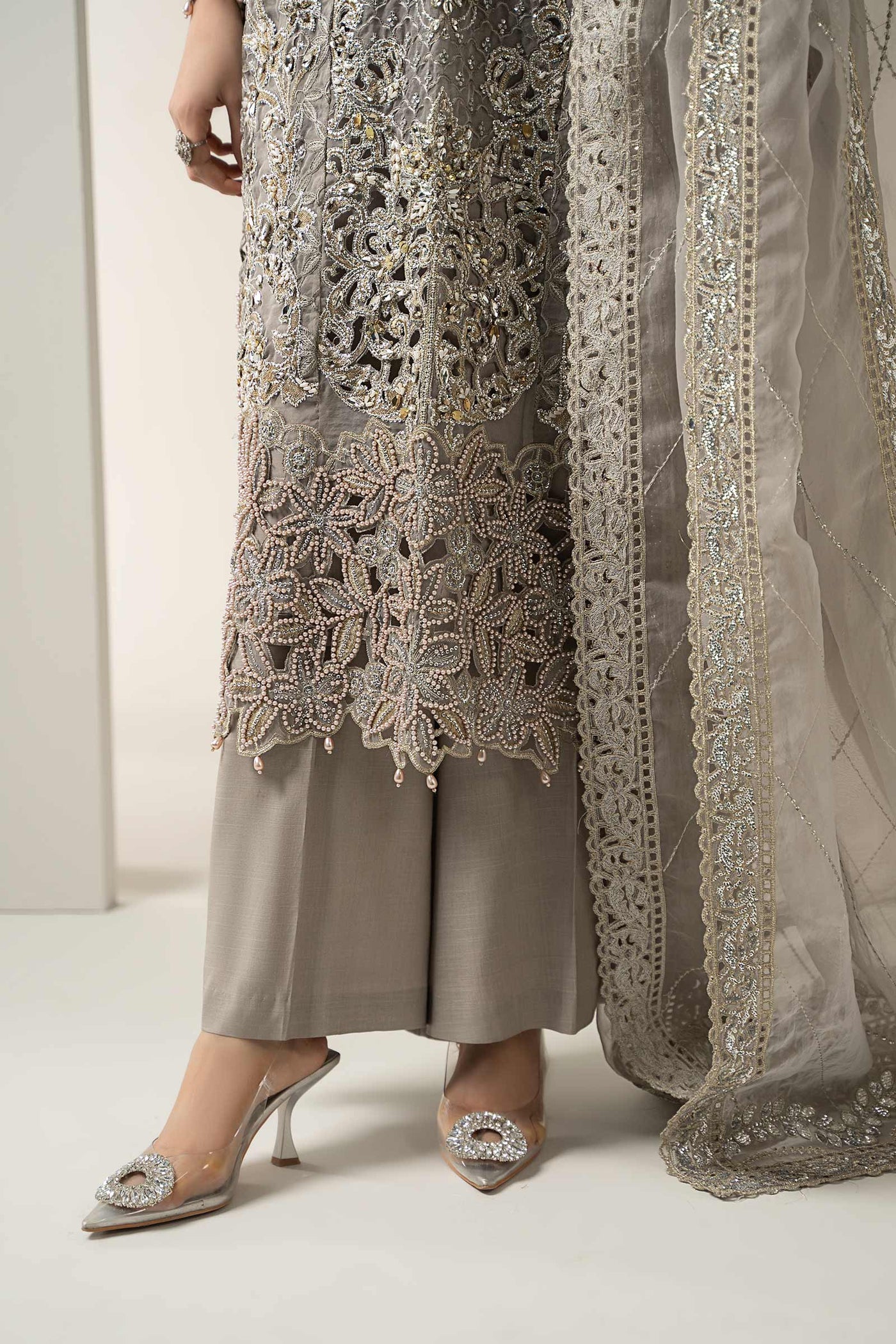 3 Piece Embroidered Organza Suit | BDS-3006