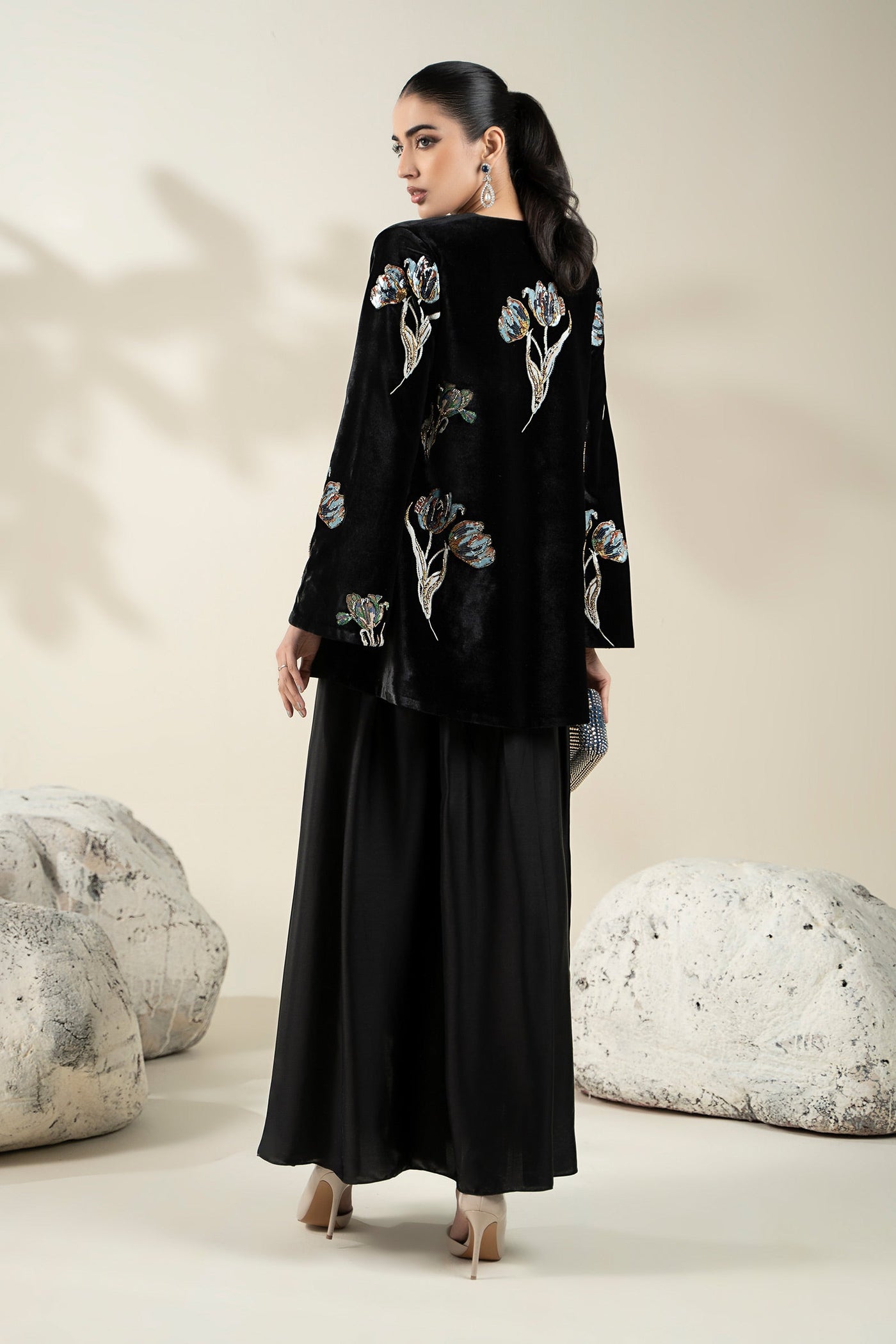 Embellished Velvet Fabric (1Pc) | LF-CH25-07