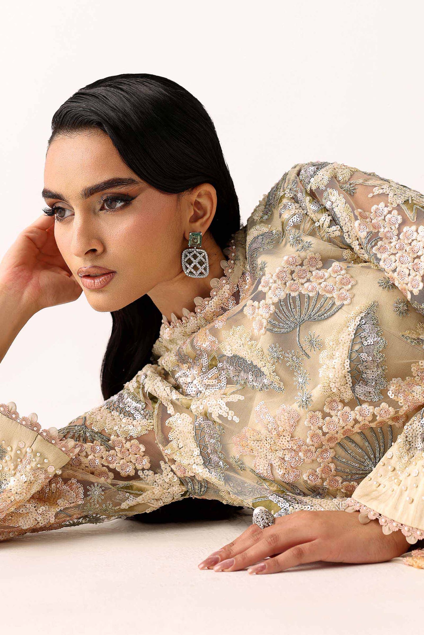 Embroidered Net Fabric (1Pc)