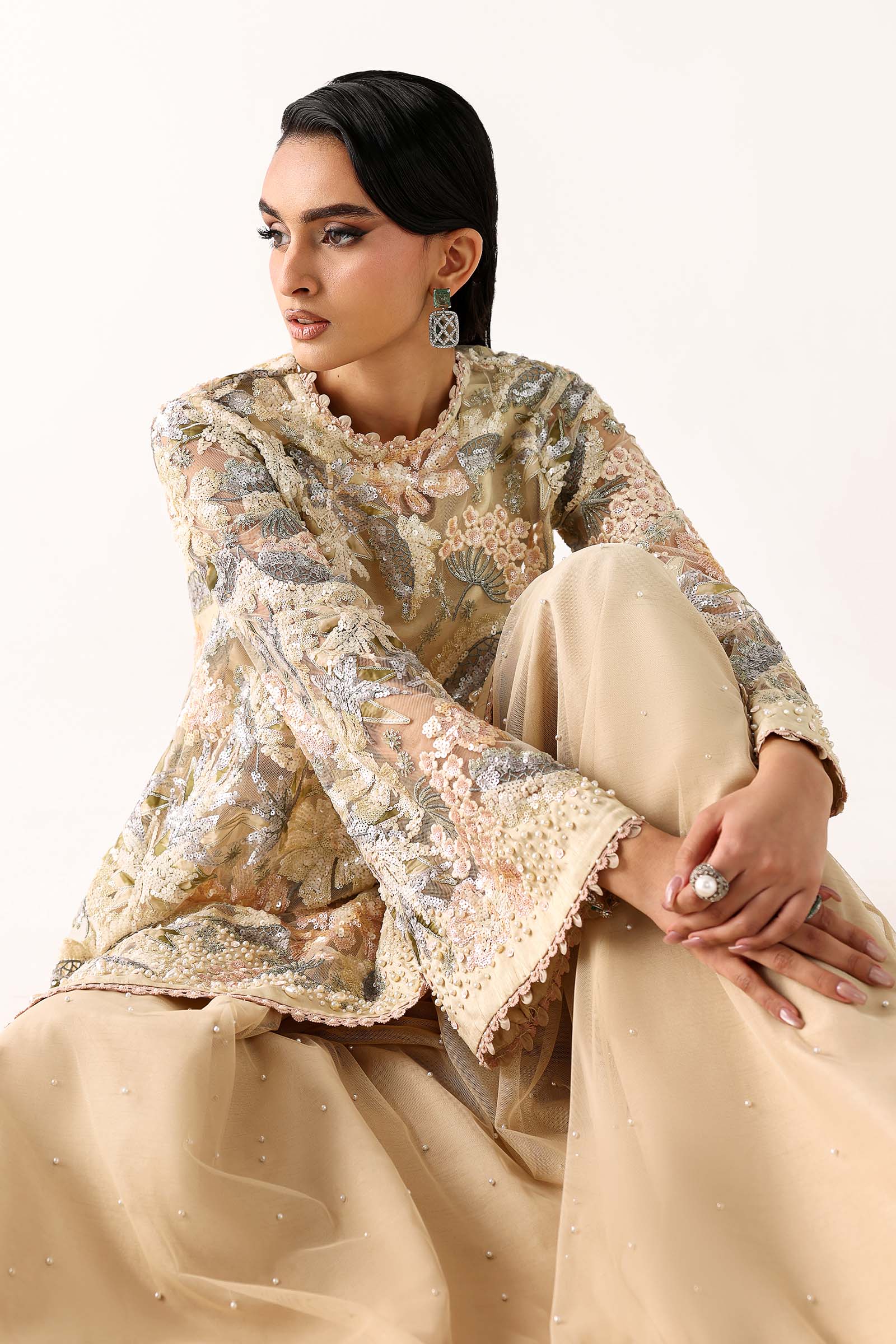 Embroidered Net Fabric (1Pc)