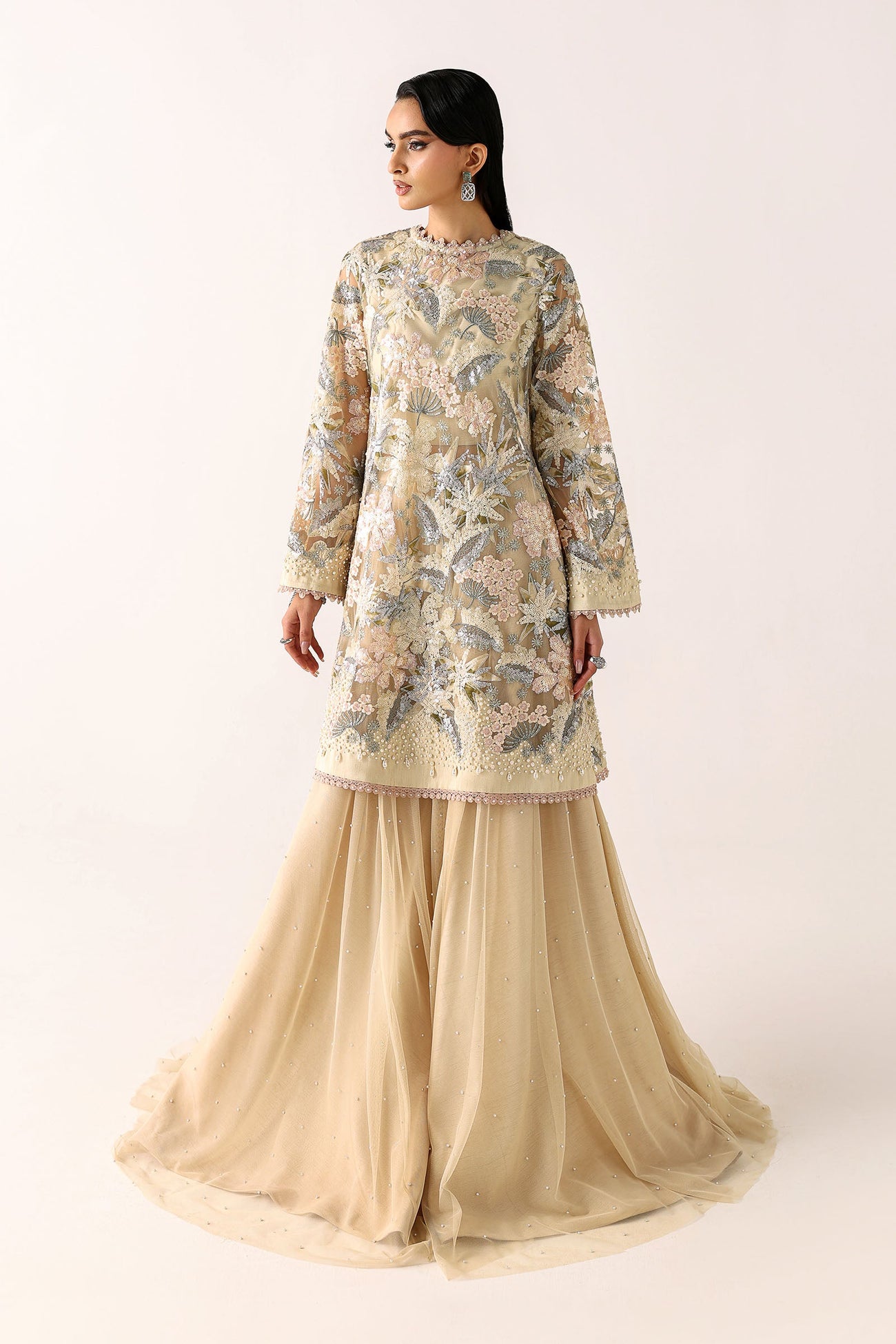 Embroidered Net Fabric (1Pc)