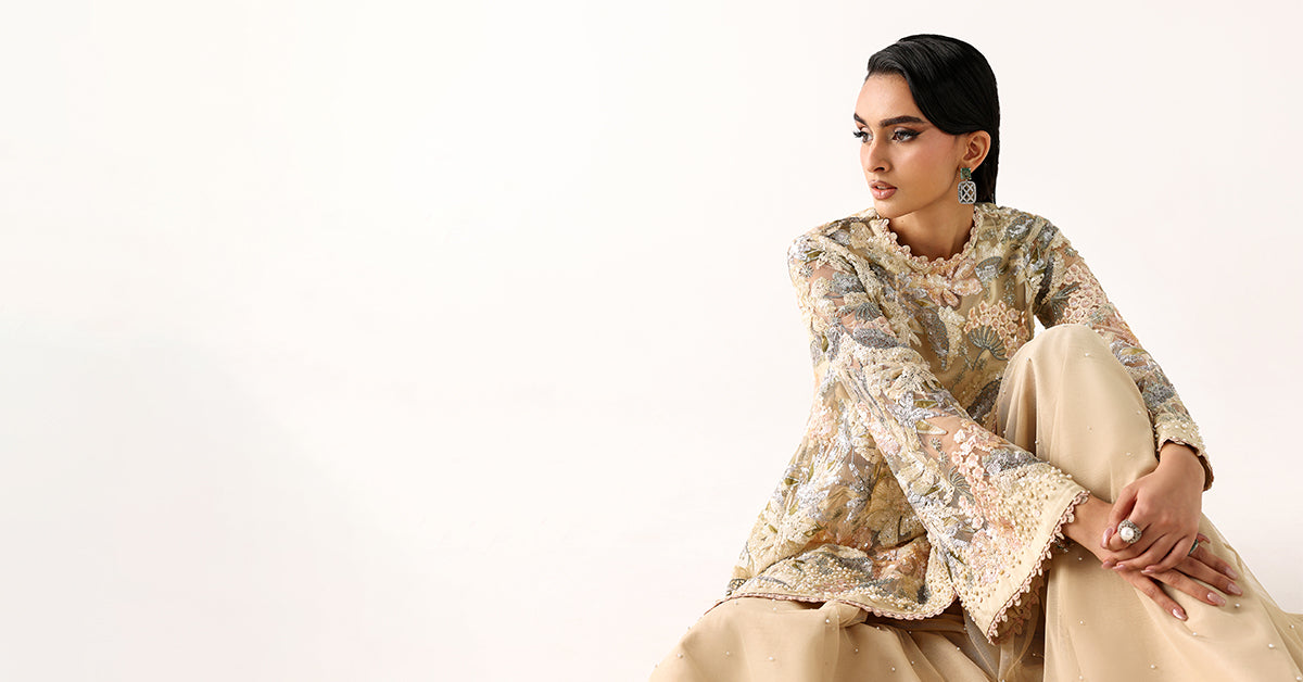 Embroidered Net Fabric (1Pc)