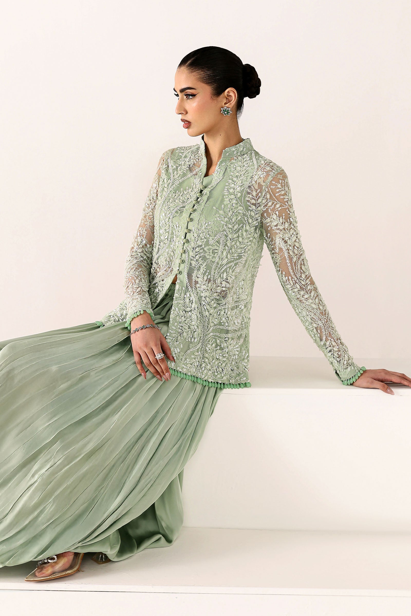 Embroidered Net Fabric (1Pc)