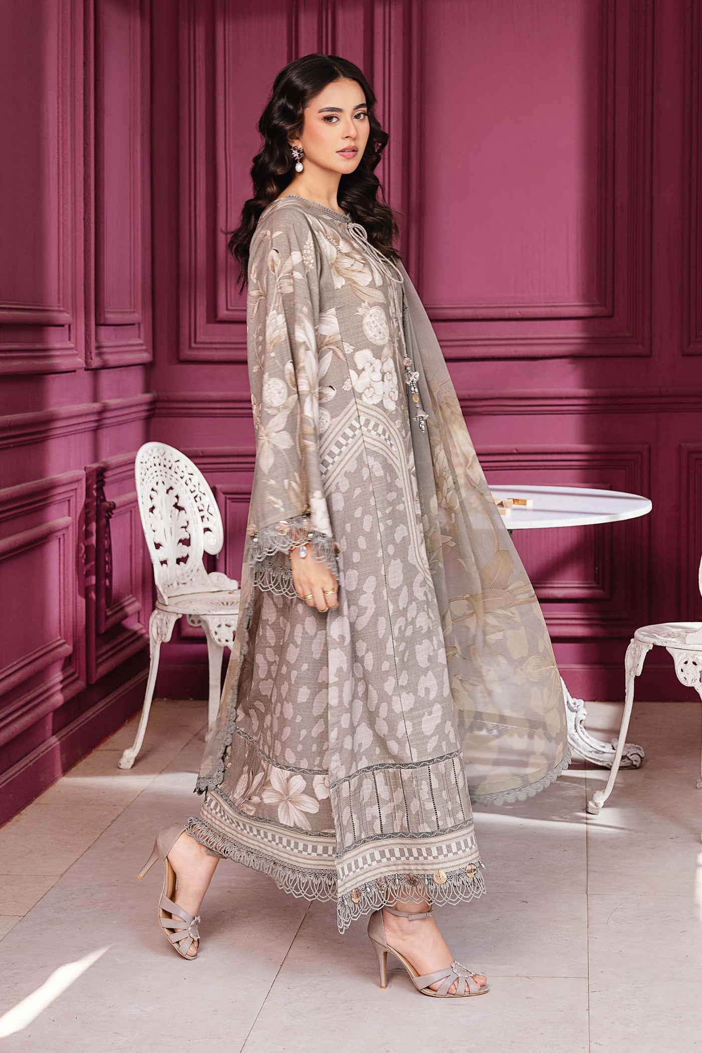 3 Pc Unstitched Printed Slub Khaddar Suit