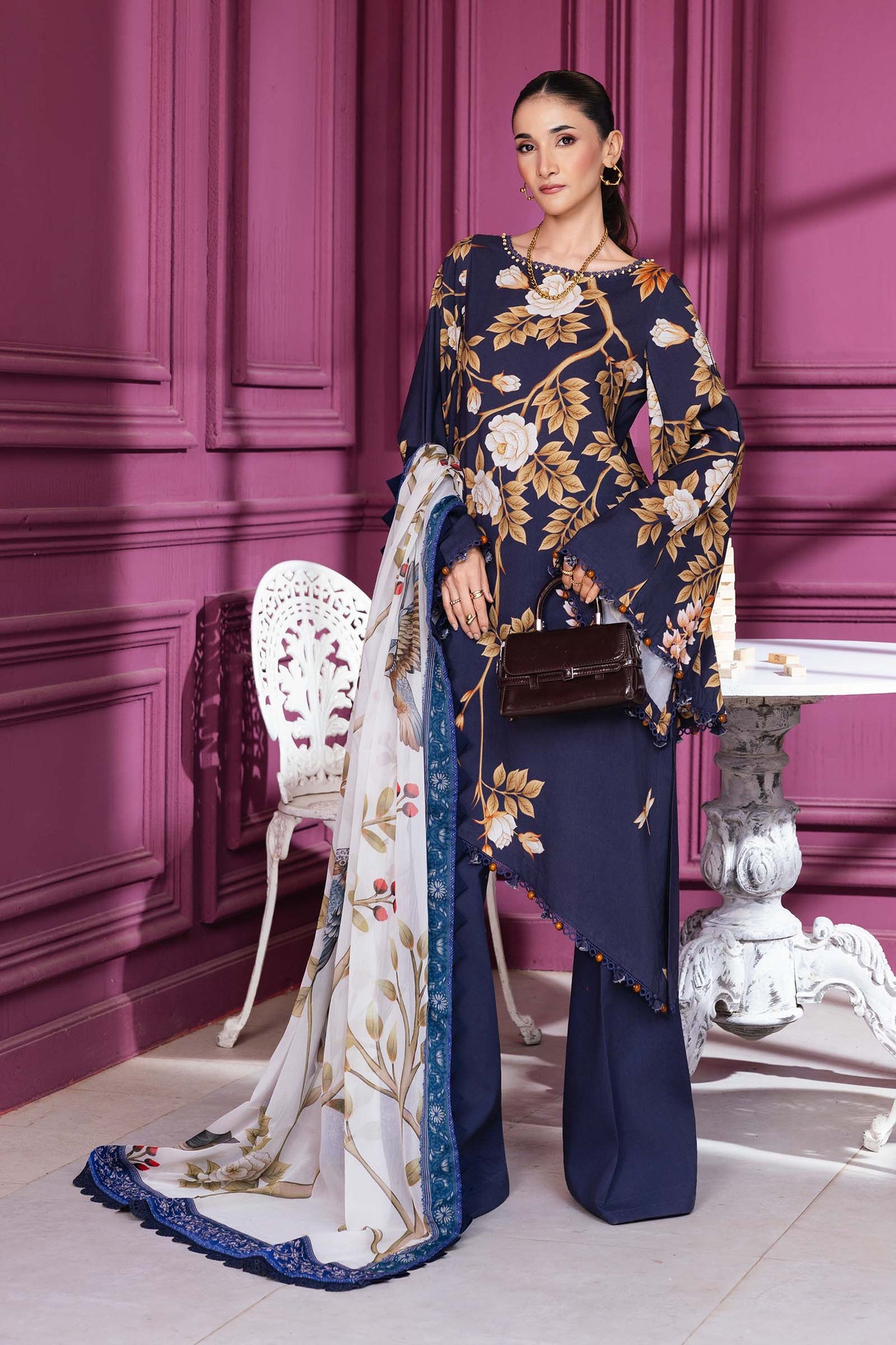 3 Pc Unstitched Printed Linen Suit