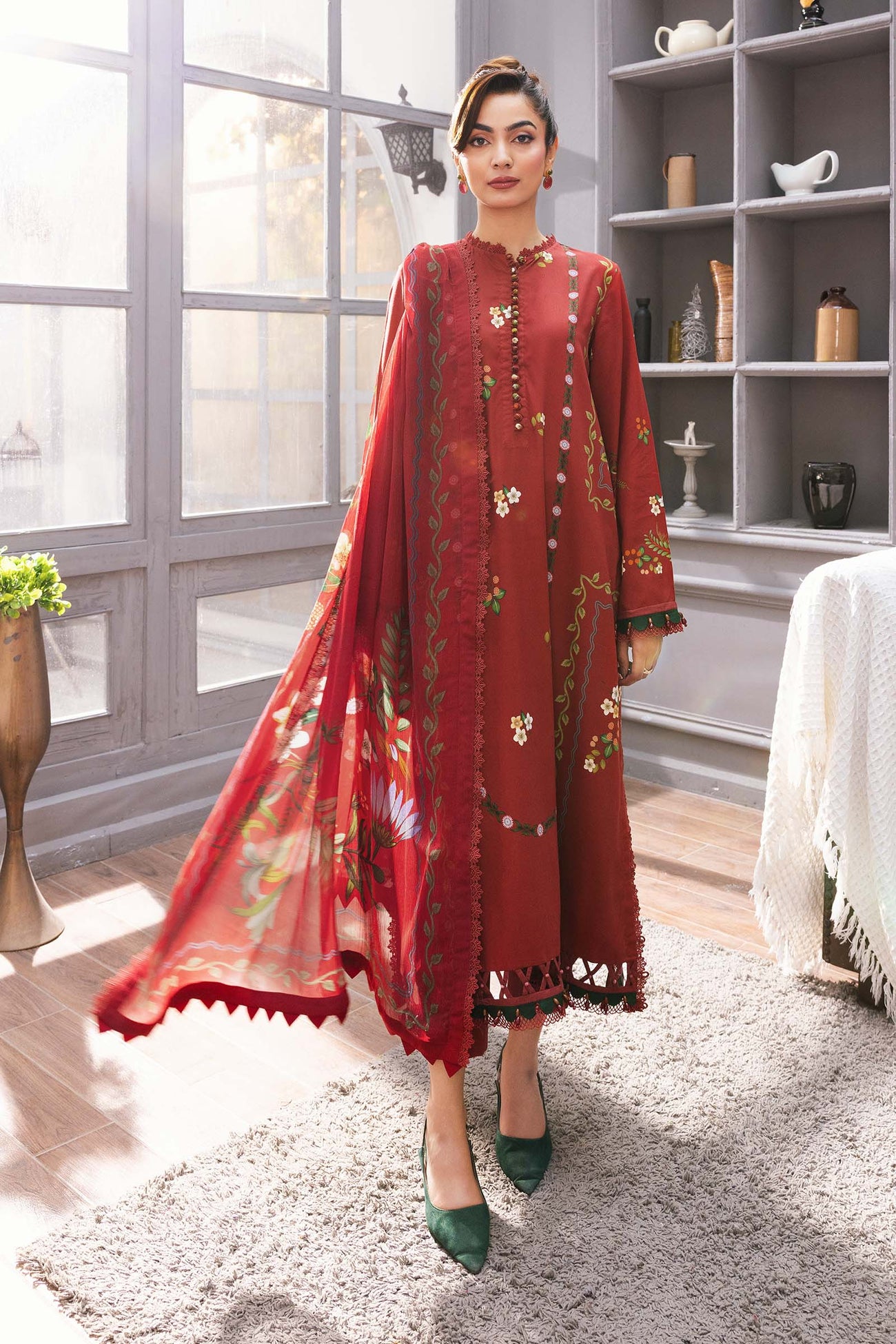 3 Pc Unstitched Printed Marina Twill Suit
