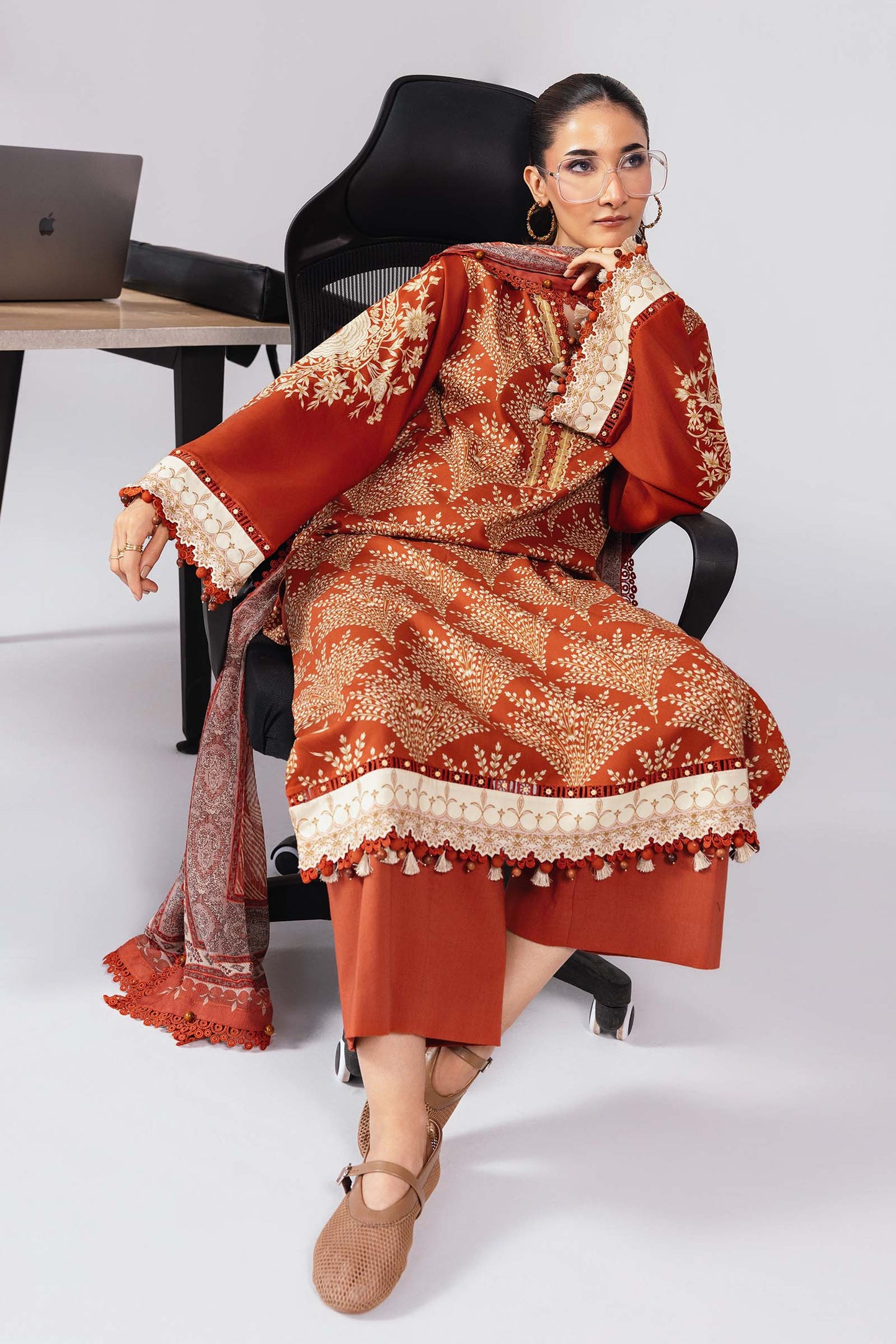 3 Pc Unstitched Printed Linen Suit