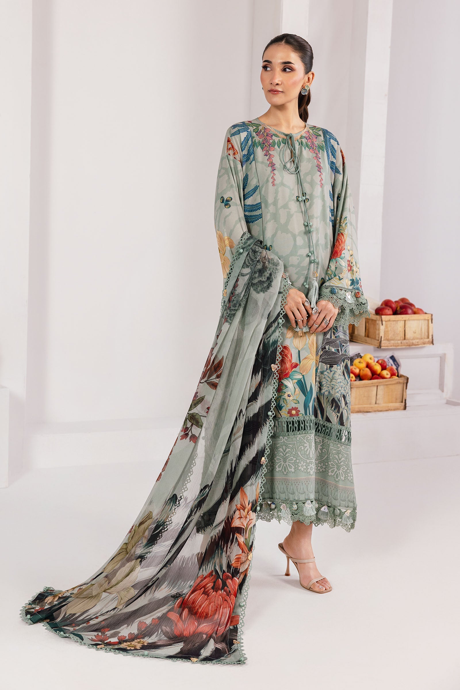 3 Pc Unstitched Printed Linen Suit