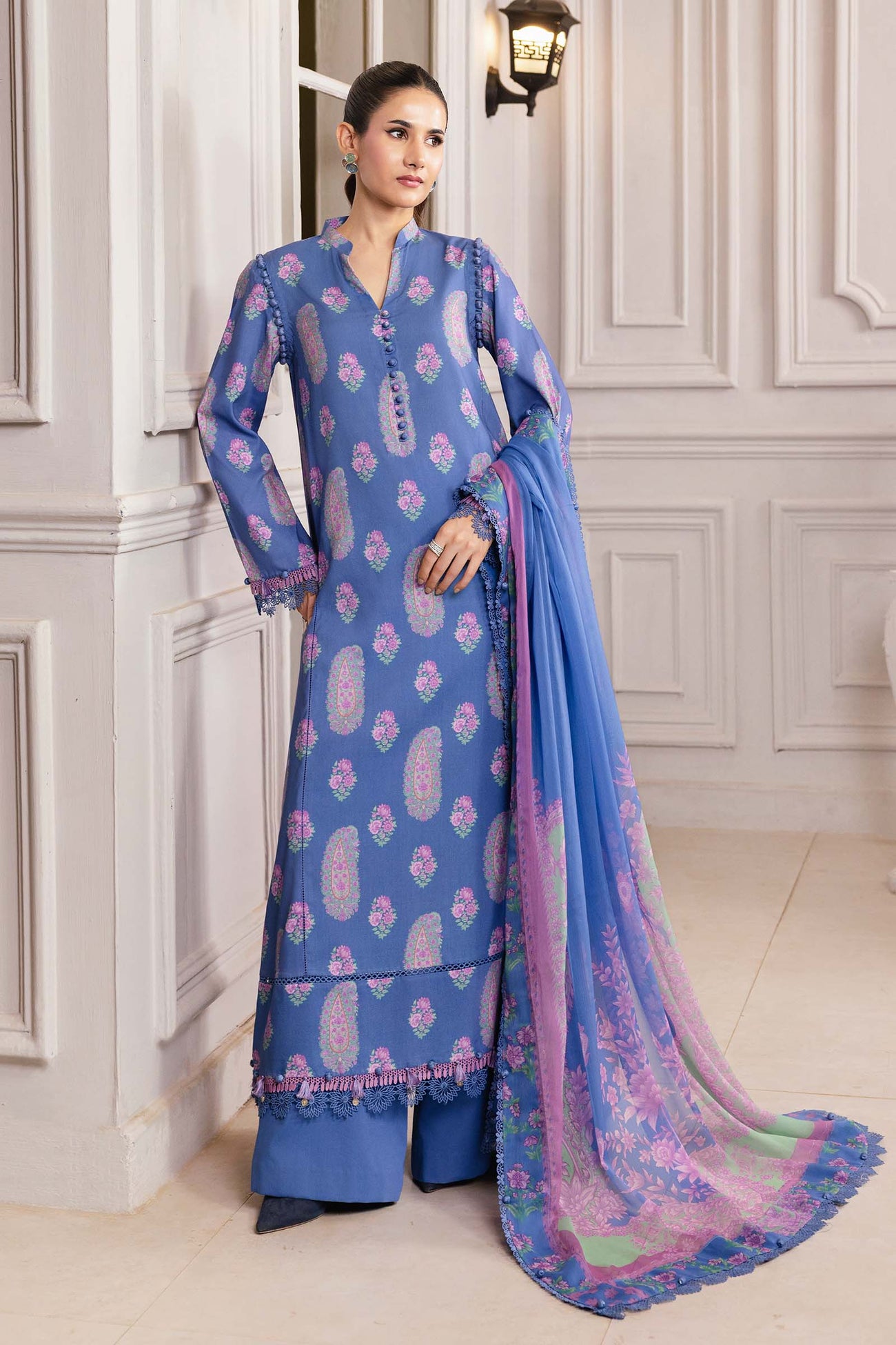 3 Pc Unstitched Printed Linen Suit