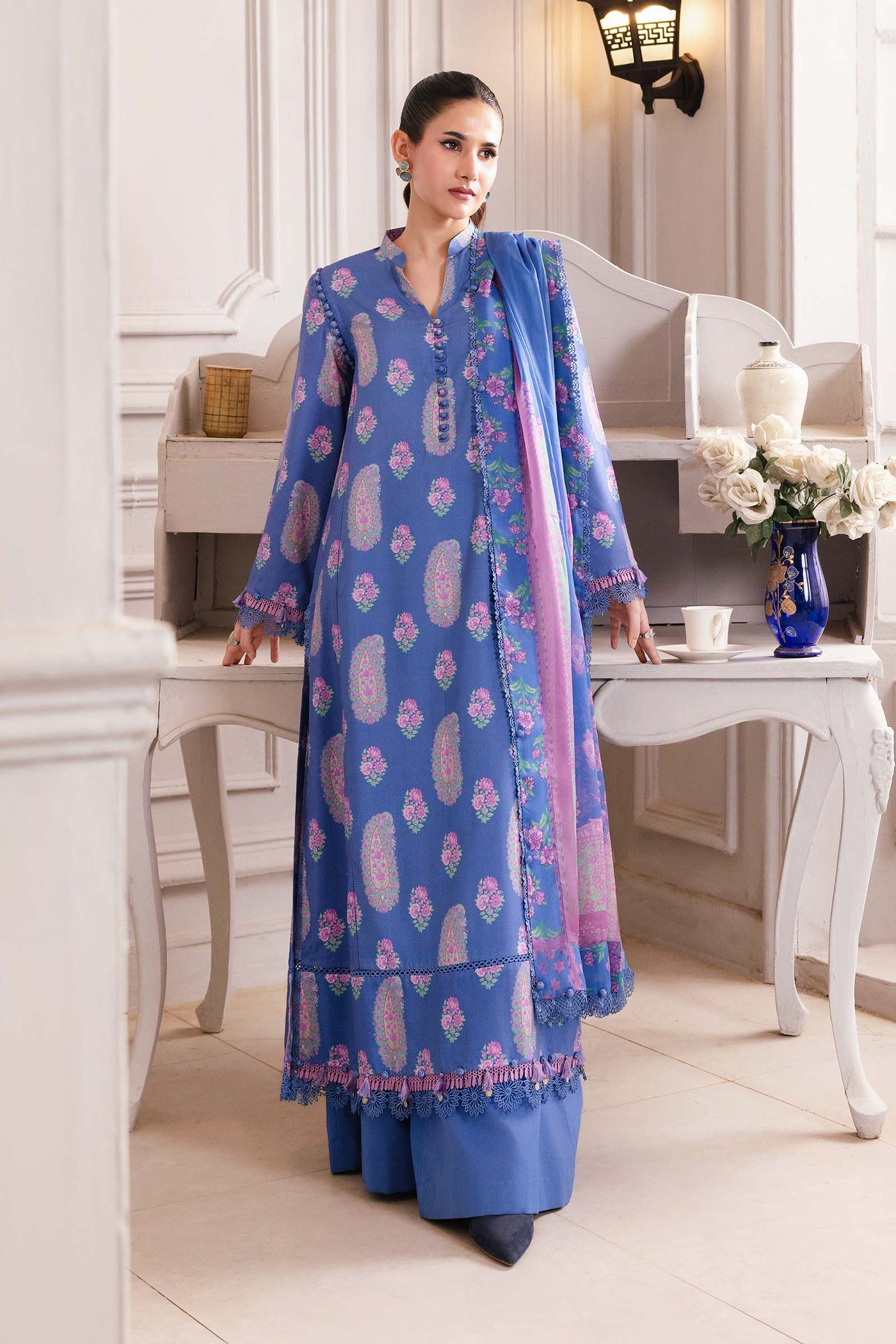 3 Pc Unstitched Printed Linen Suit