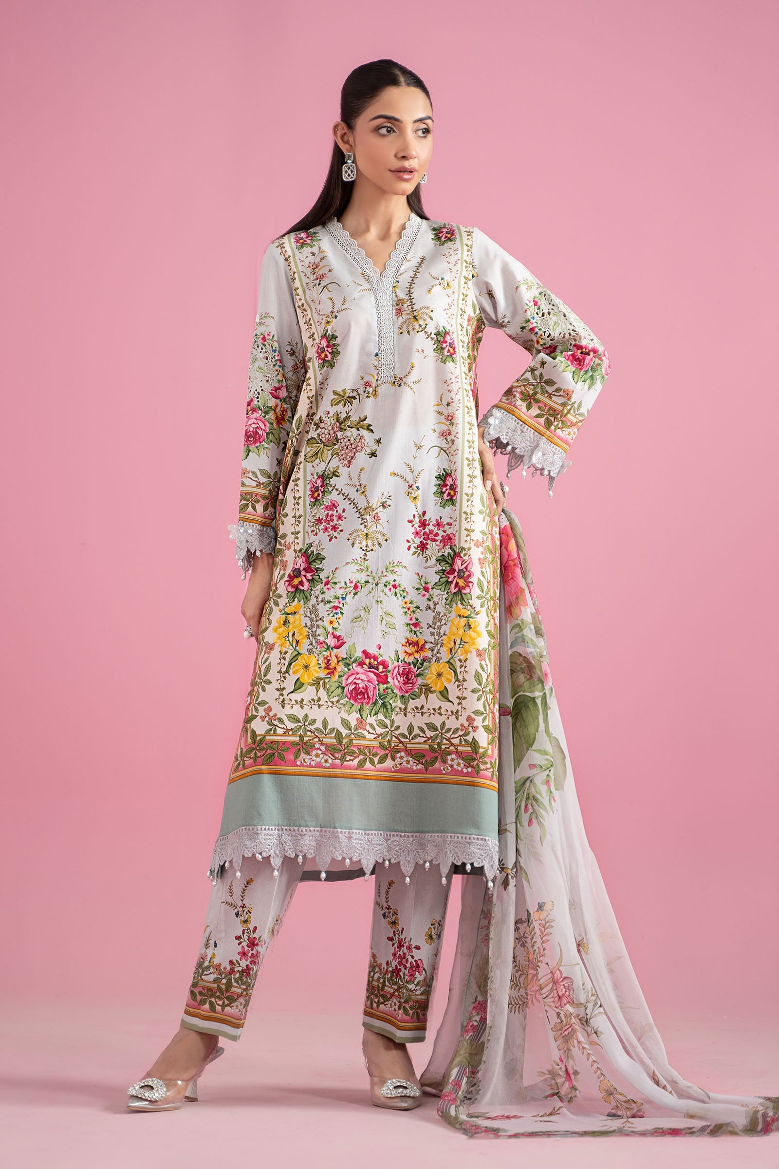 3 Piece Embroidered Lawn Suit | MPS-2605-B