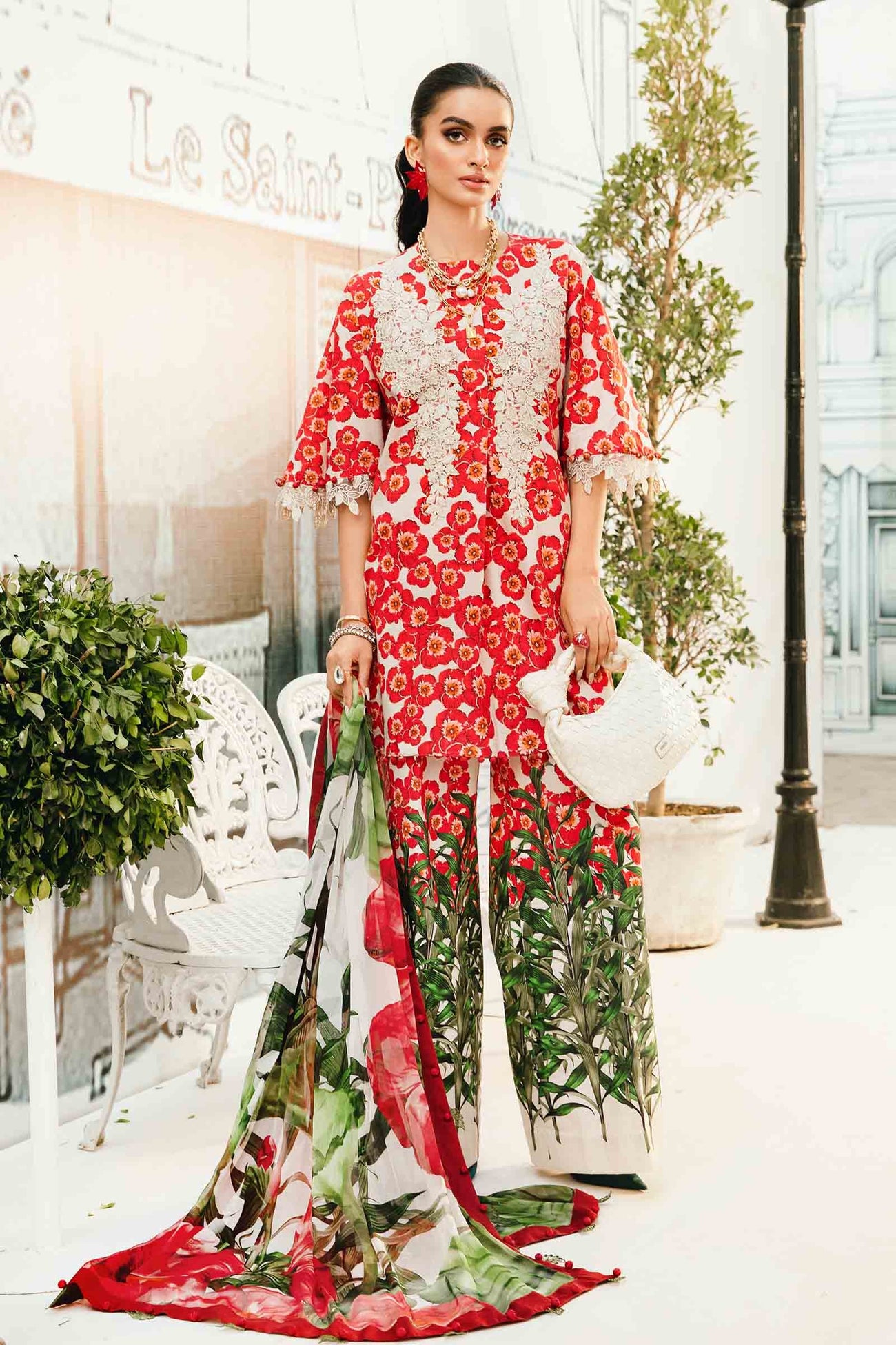 3 Piece Unstitched Embroidered Lawn Suit | MPT-2606-B