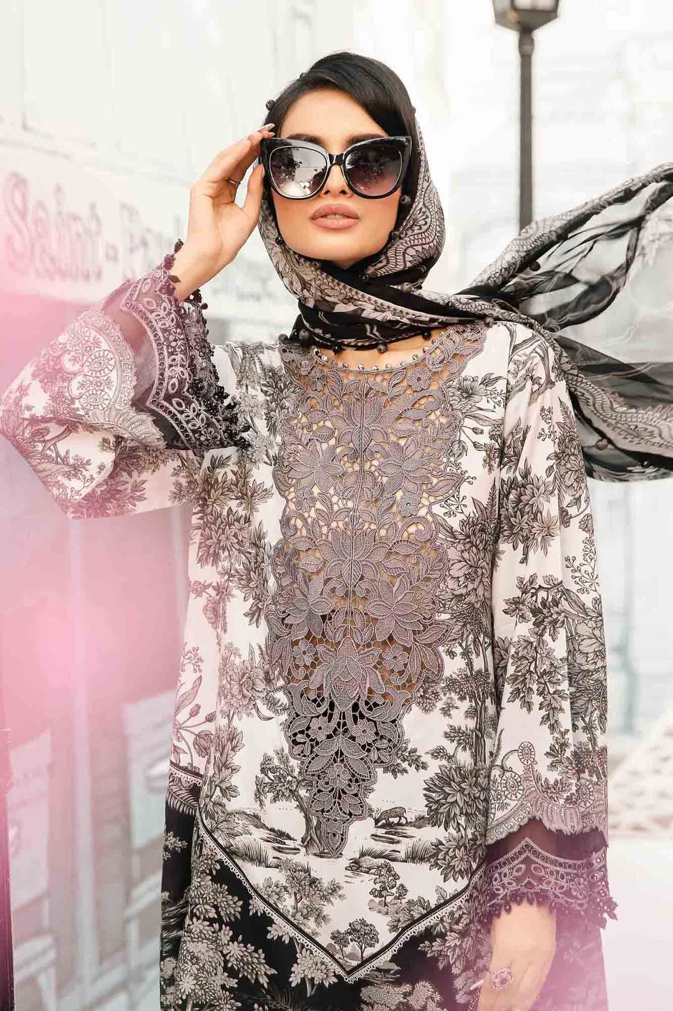 3 Piece Unstitched Embroidered Lawn Suit | MPT-2608-B