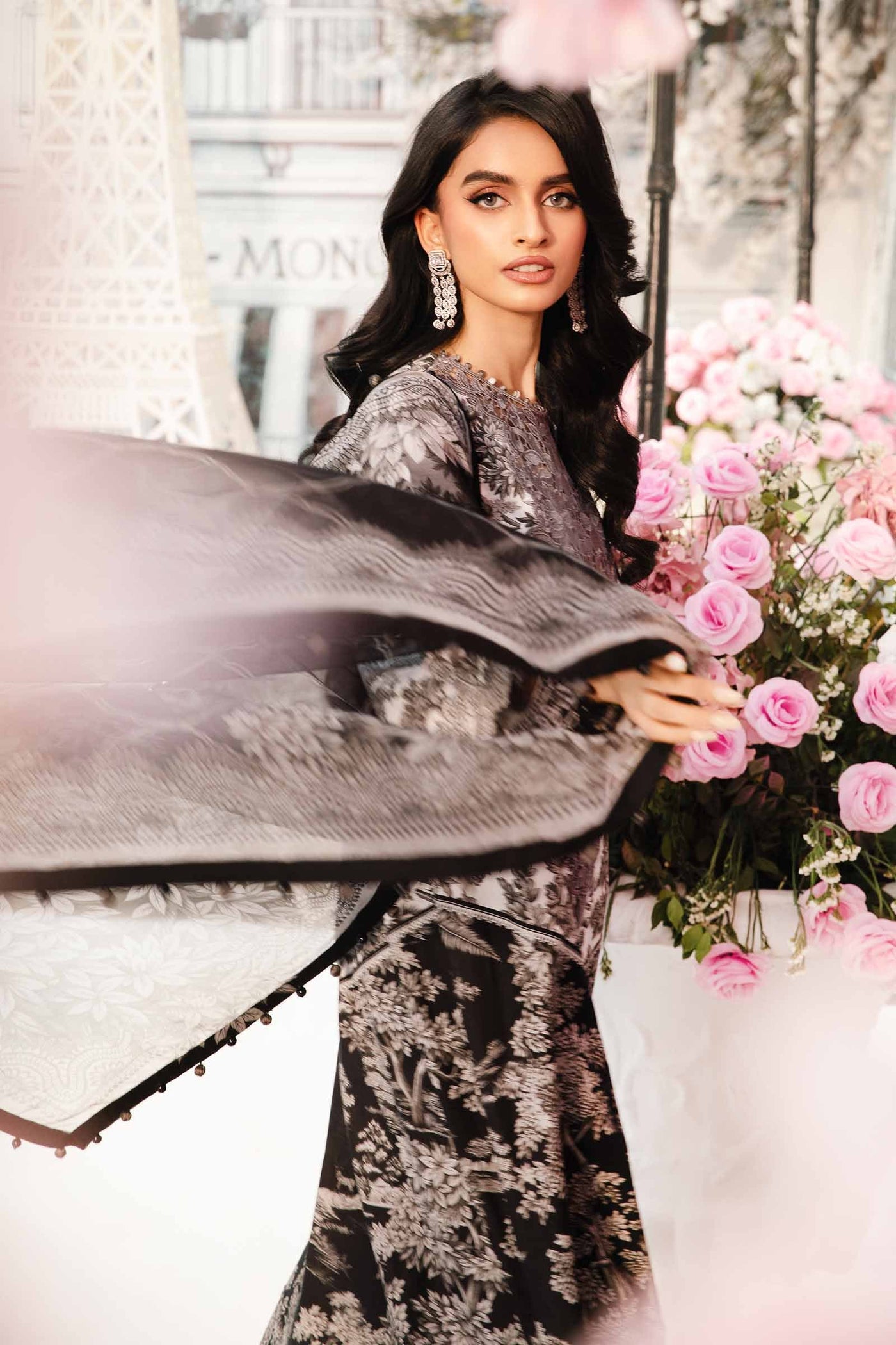 3 Piece Unstitched Embroidered Lawn Suit | MPT-2608-B