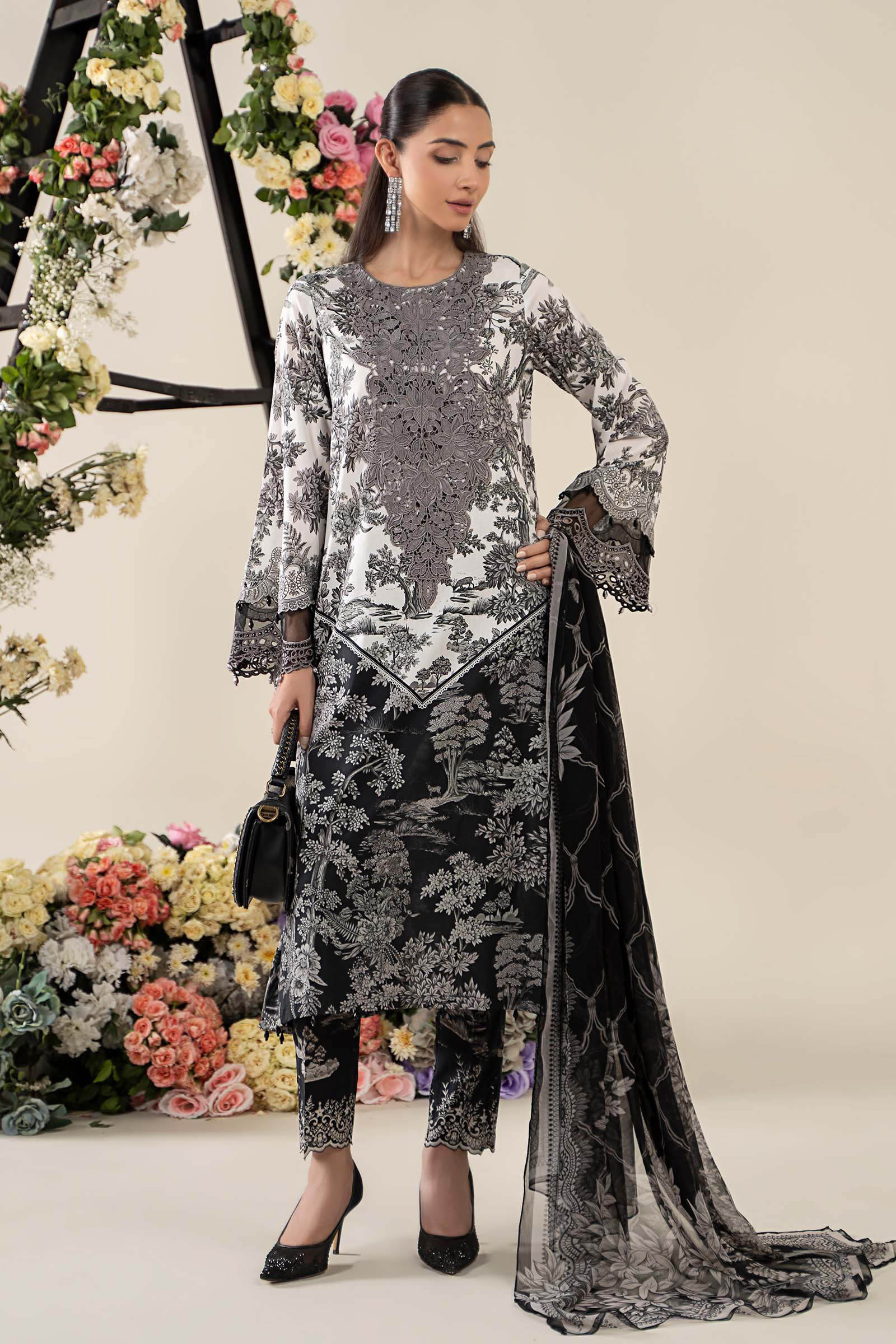 3 Piece Embroidered Lawn Suit | MPS-2608-B