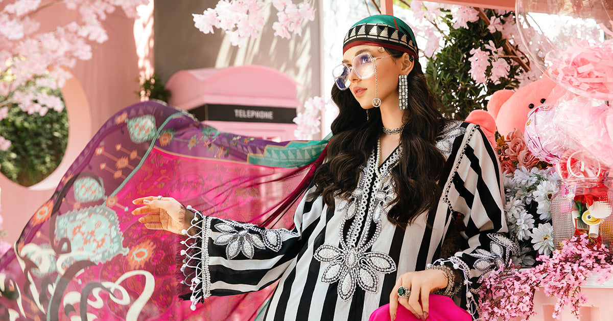 3 Piece Unstitched Embroidered Lawn Suit | MPT-2609-B