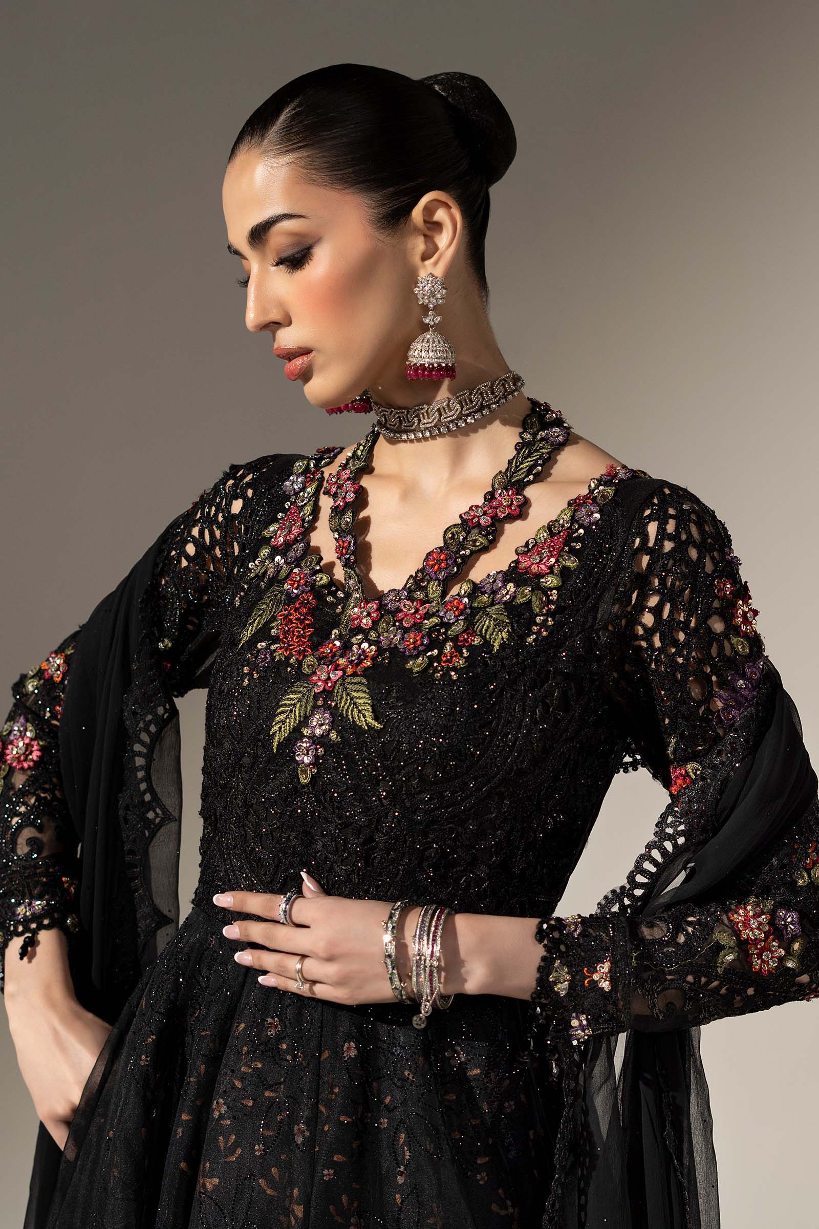 3 Piece Embroidered Organza Suit