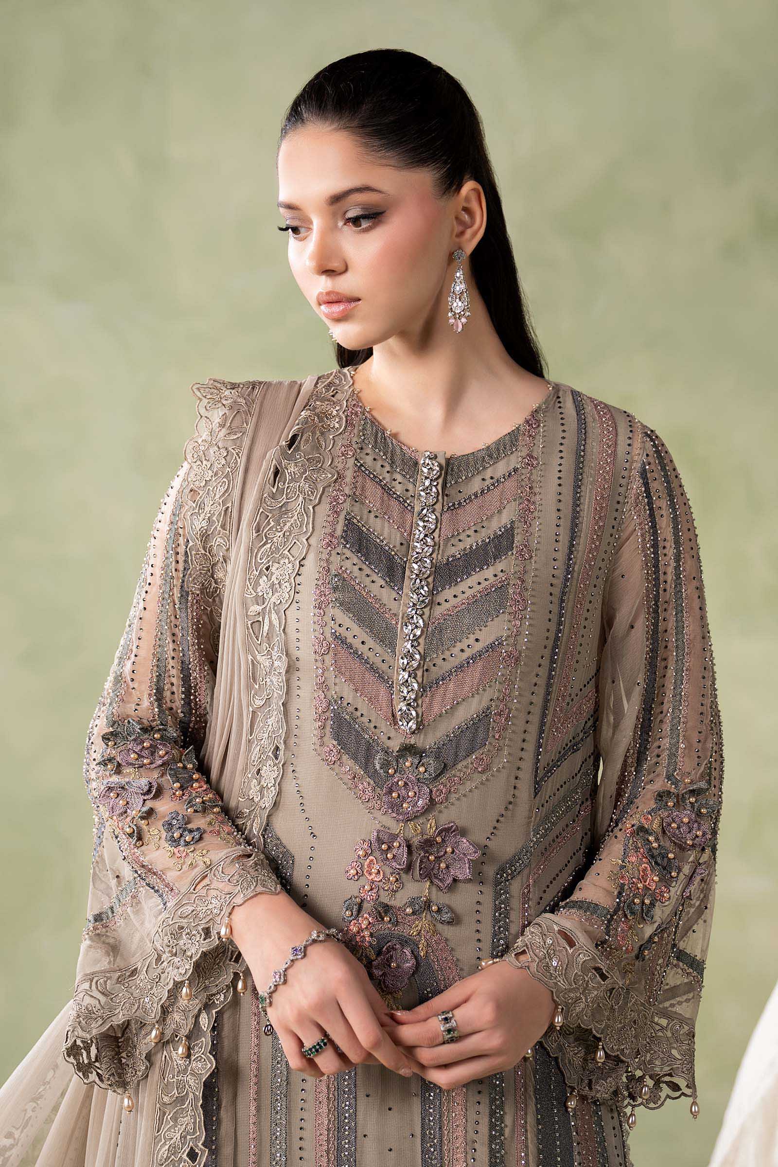 3 Piece Embroidered Chiffon Suit