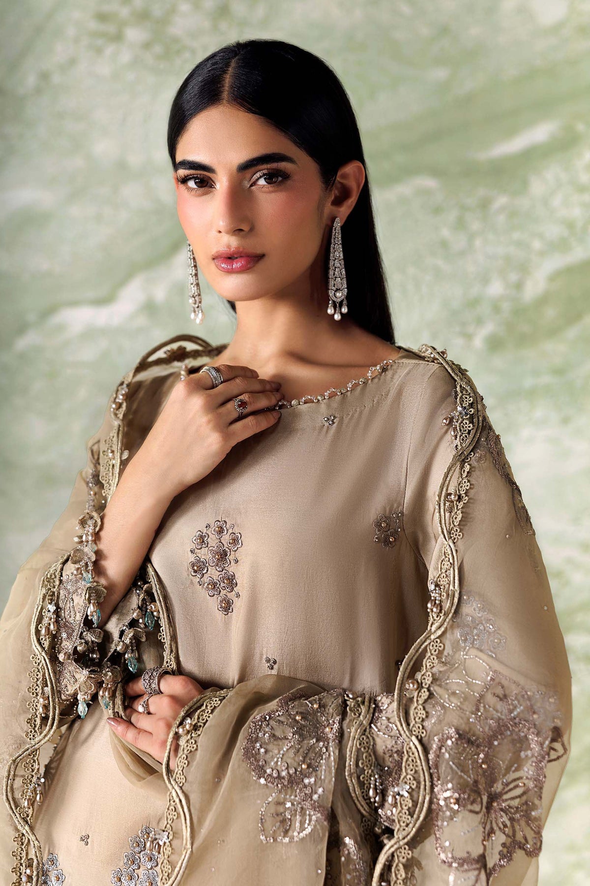 3 Piece Unstitched Embroidered Tusser Silk Suit