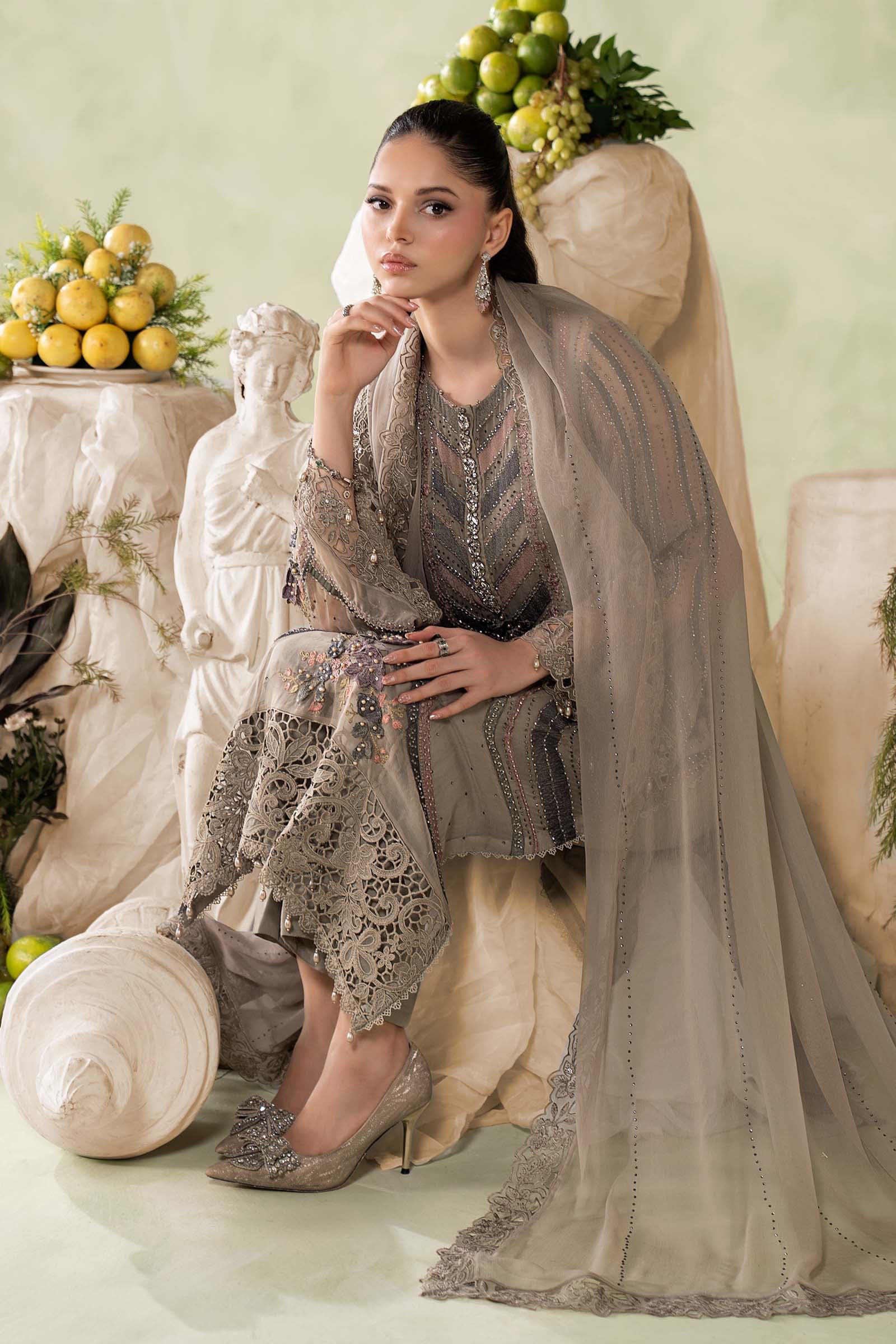3 Piece Embroidered Chiffon Suit