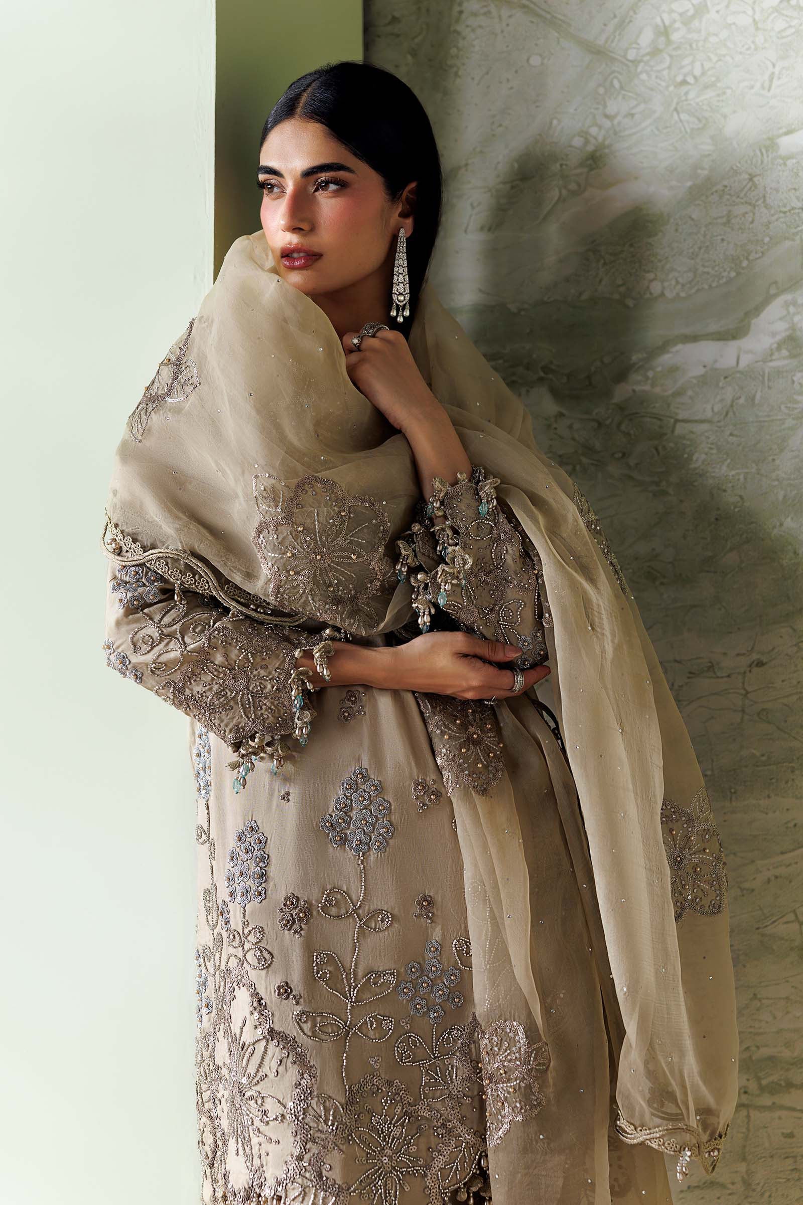3 Piece Unstitched Embroidered Tusser Silk Suit