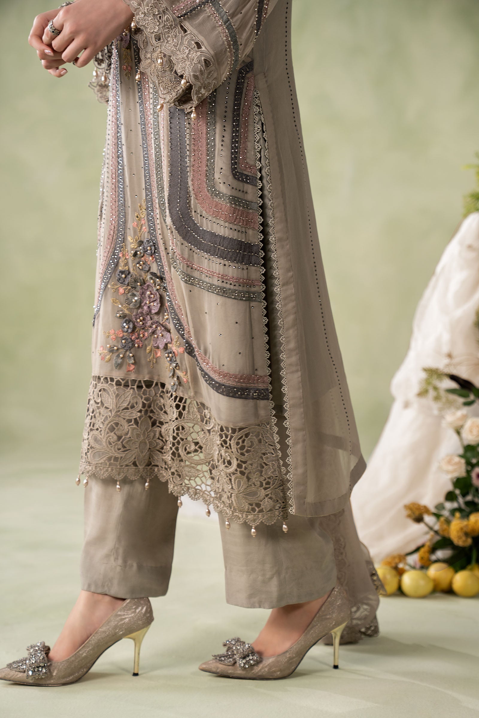 3 Piece Embroidered Chiffon Suit