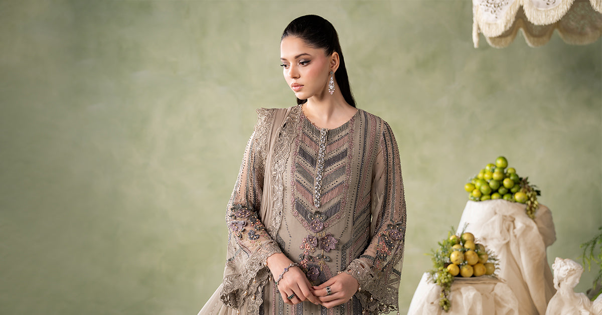3 Piece Embroidered Chiffon Suit