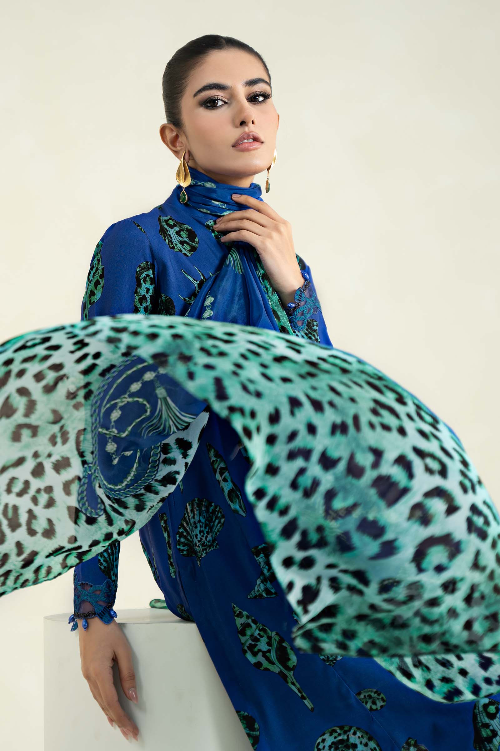 3 Piece Printed Linen Suit | MPS-2410-A