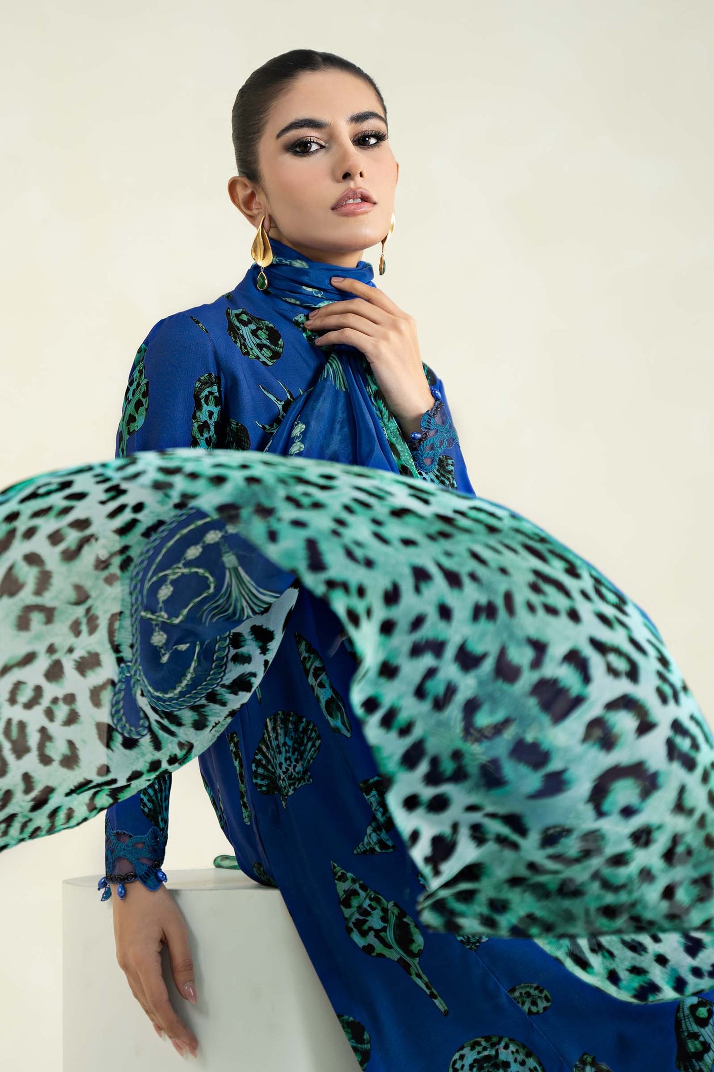 3 Piece Printed Linen Suit | MPS-2410-A