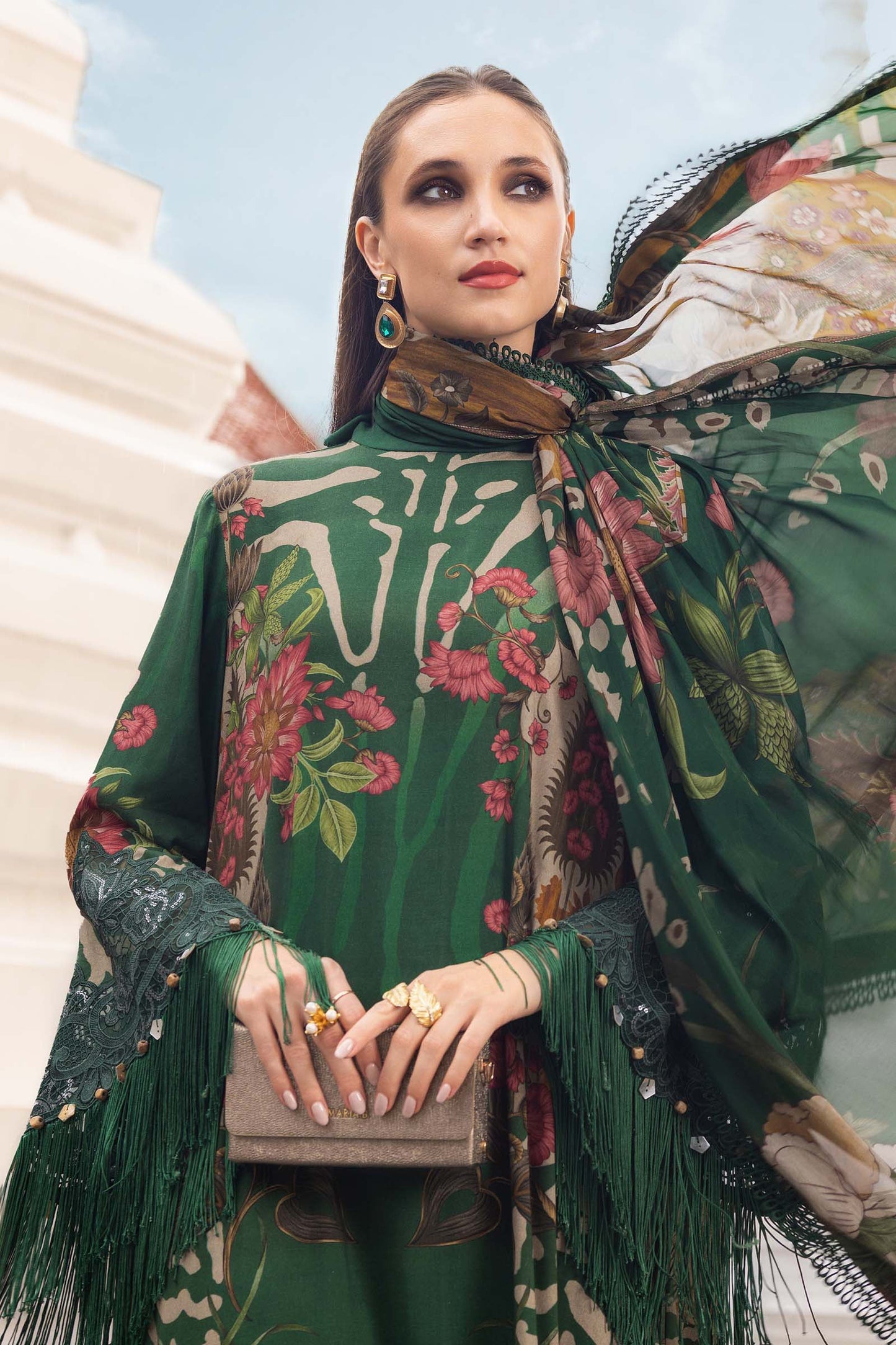 3 Piece Unstitched Embroidered Linen Suit