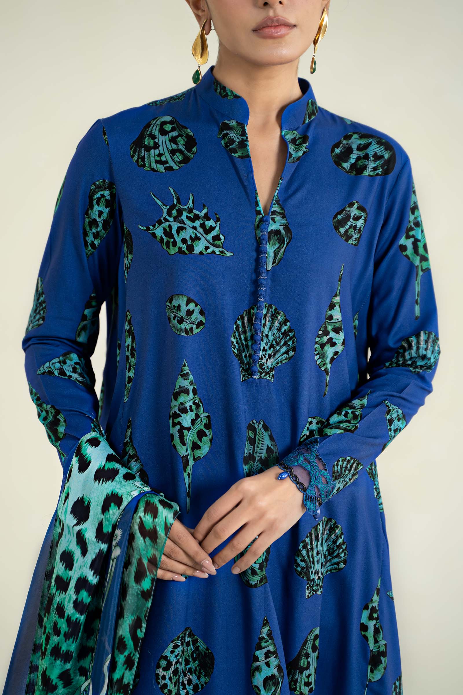 3 Piece Printed Linen Suit | MPS-2410-A