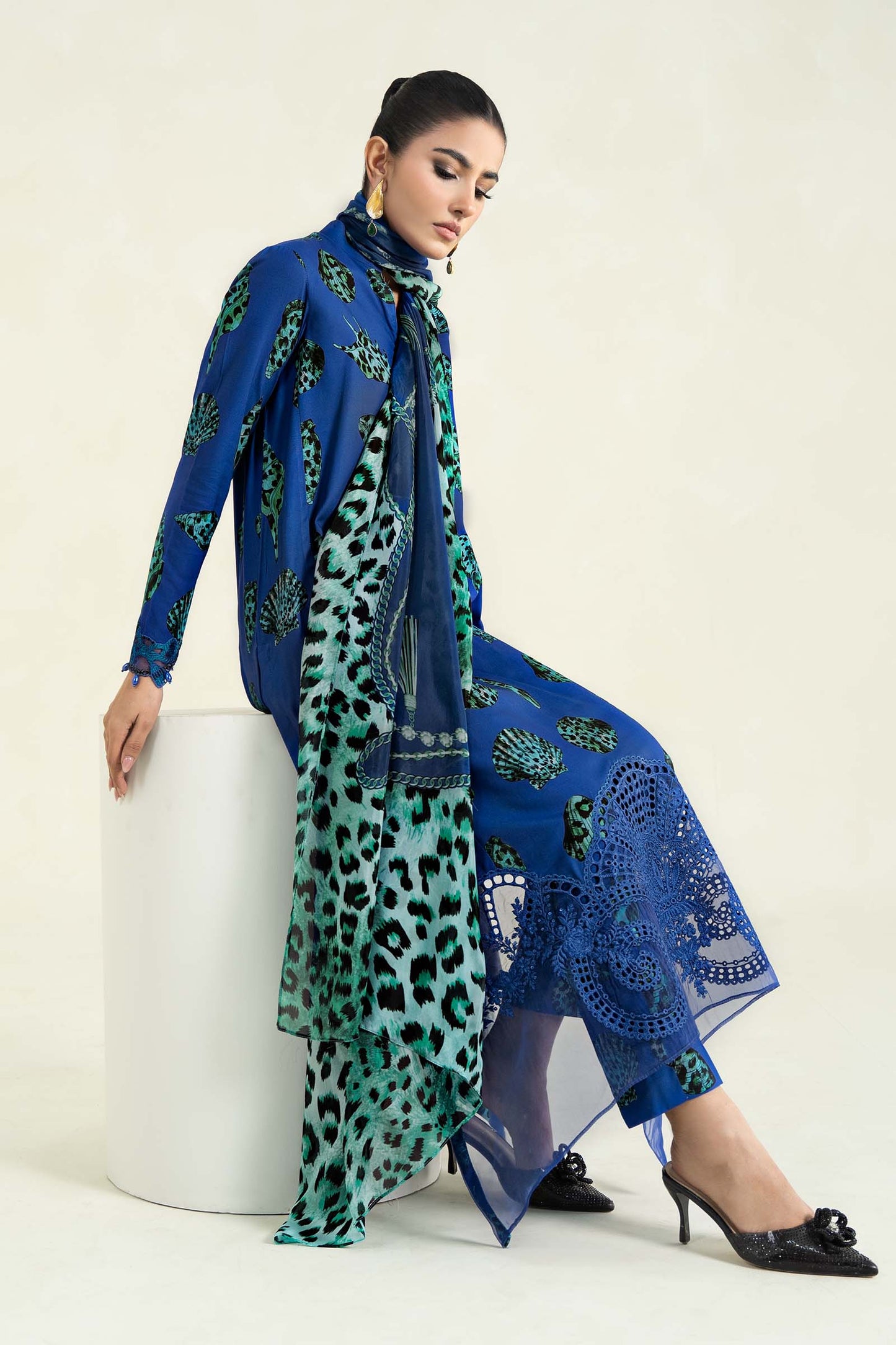 3 Piece Printed Linen Suit | MPS-2410-A