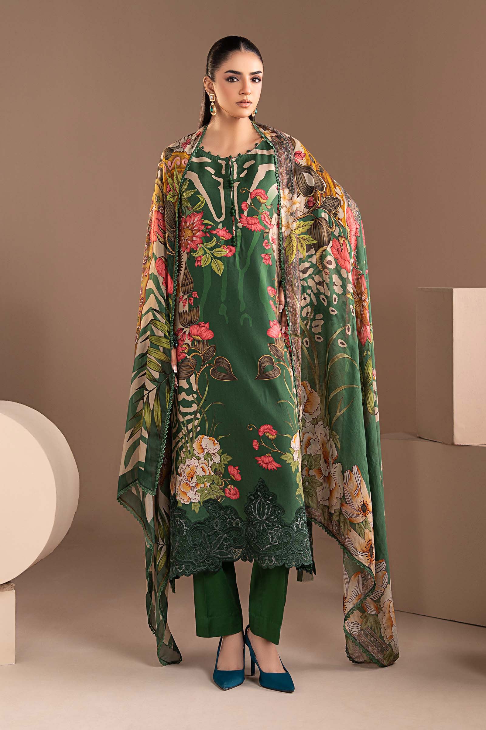 3 Piece Embroidered Linen Suit