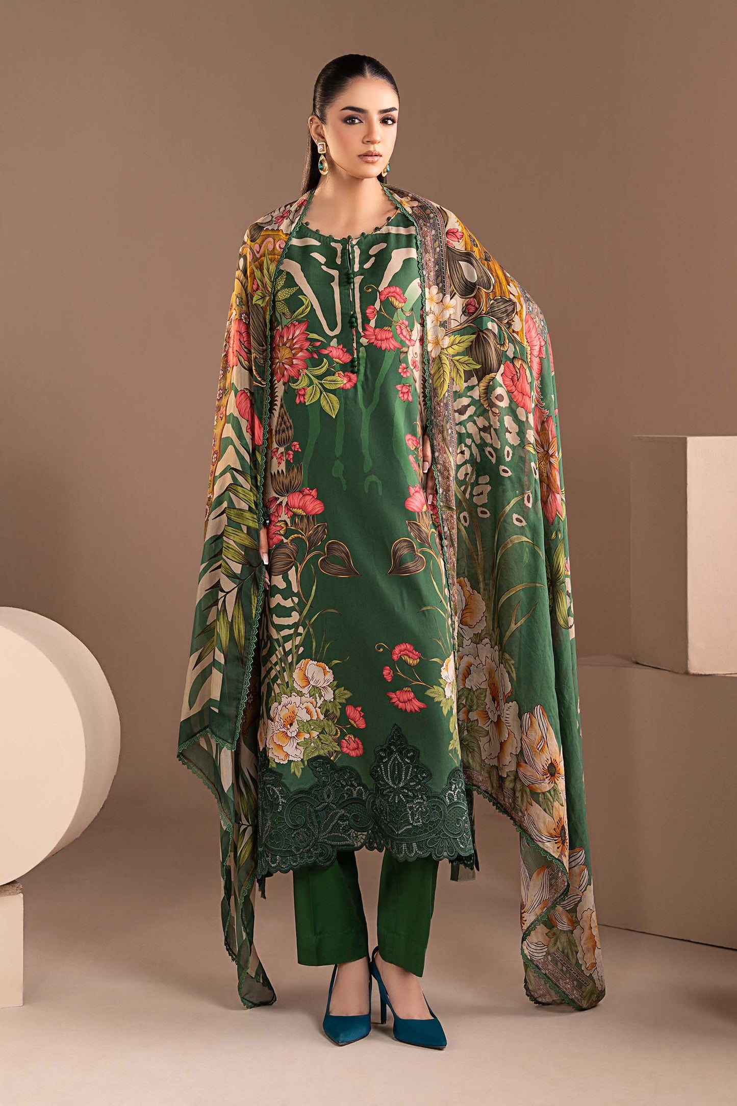 3 Piece Embroidered Linen Suit