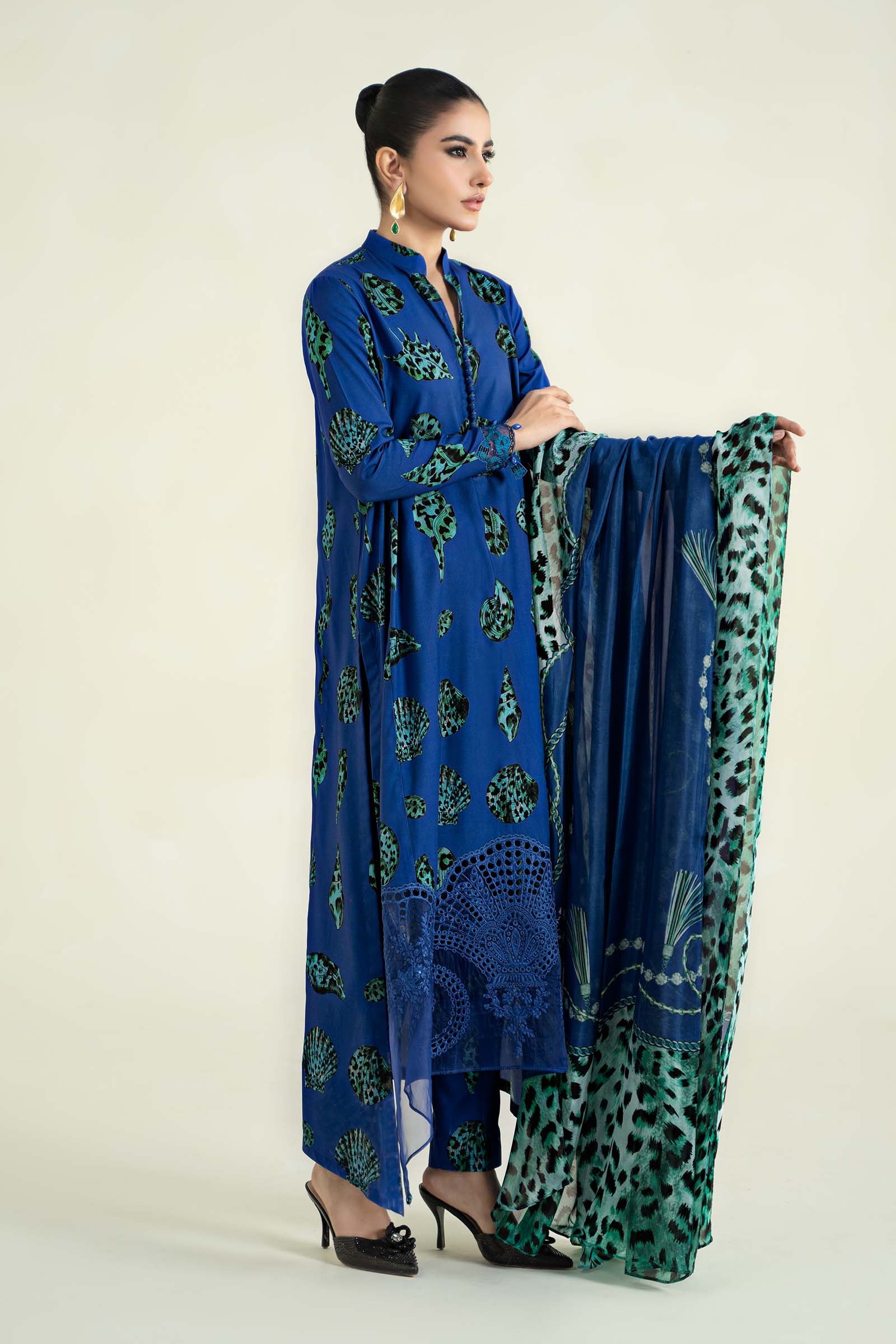 3 Piece Printed Linen Suit | MPS-2410-A