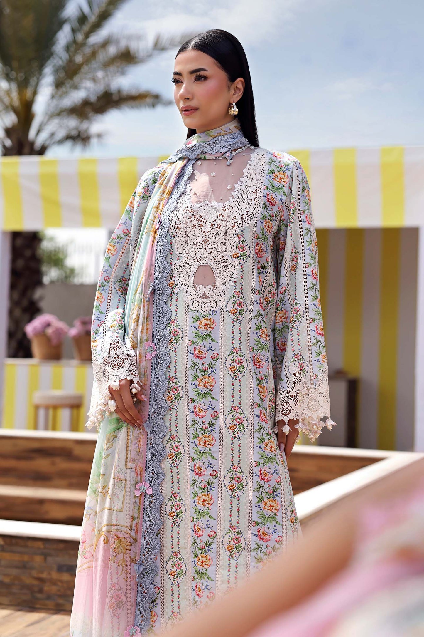 3 Piece Unstitched Embroidered Lawn Suit