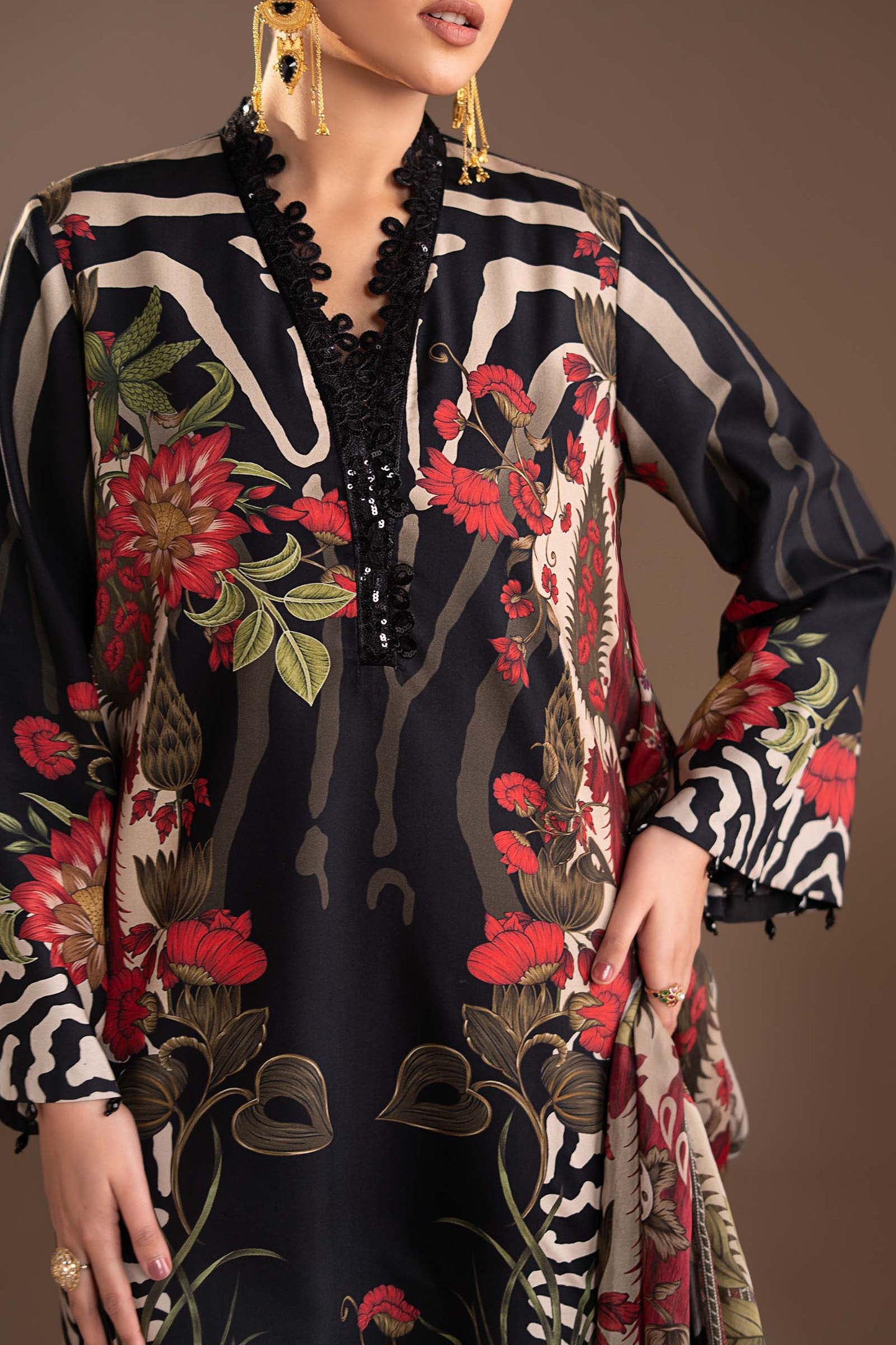 3 Piece Embroidered Linen Suit