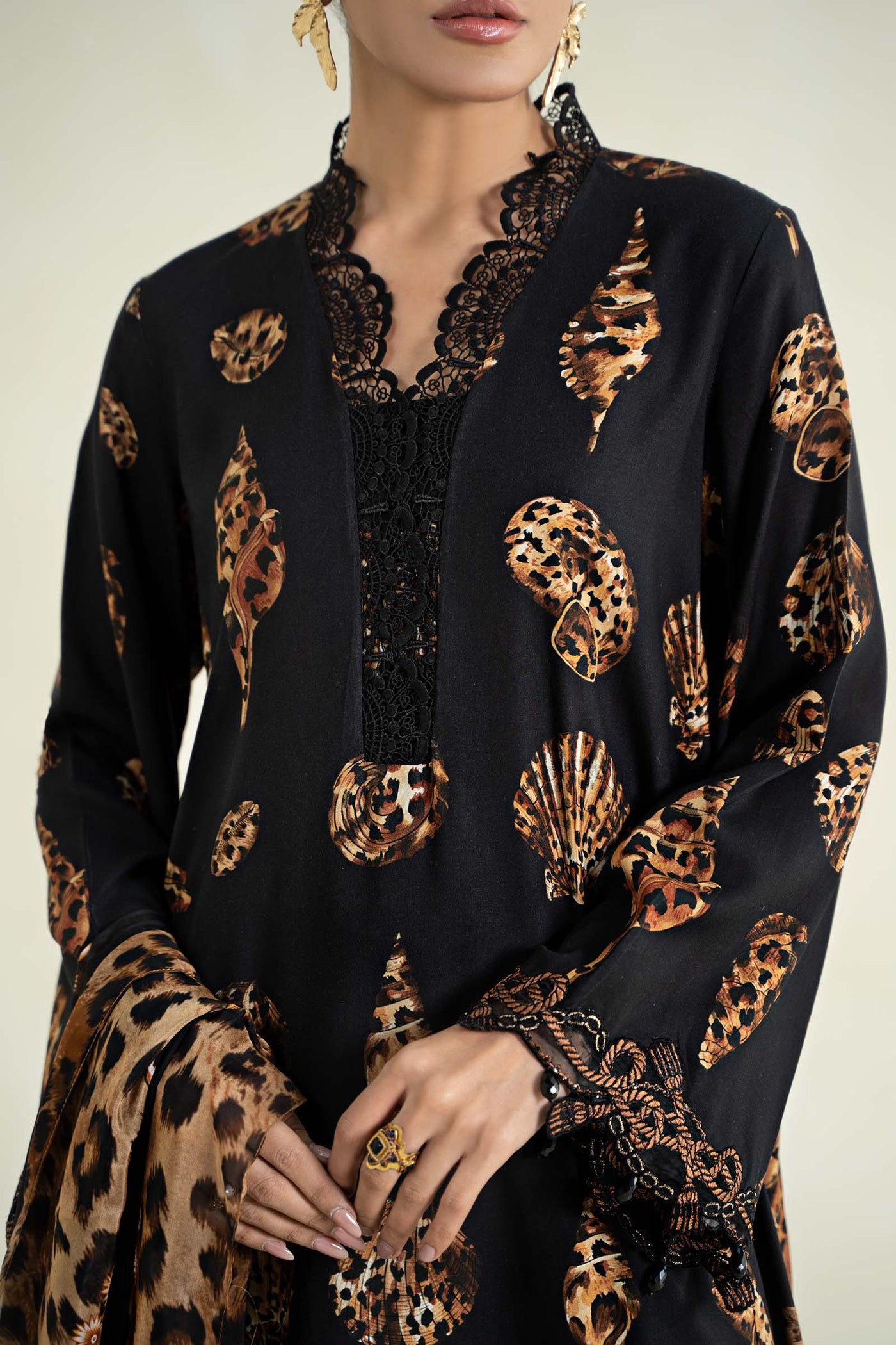 3 Piece Printed Linen Suit | MPS-2410-B