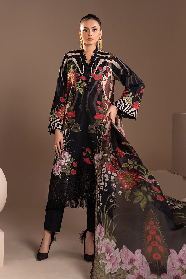 3 Piece Embroidered Linen Suit All Products MS2810B-SML-00B