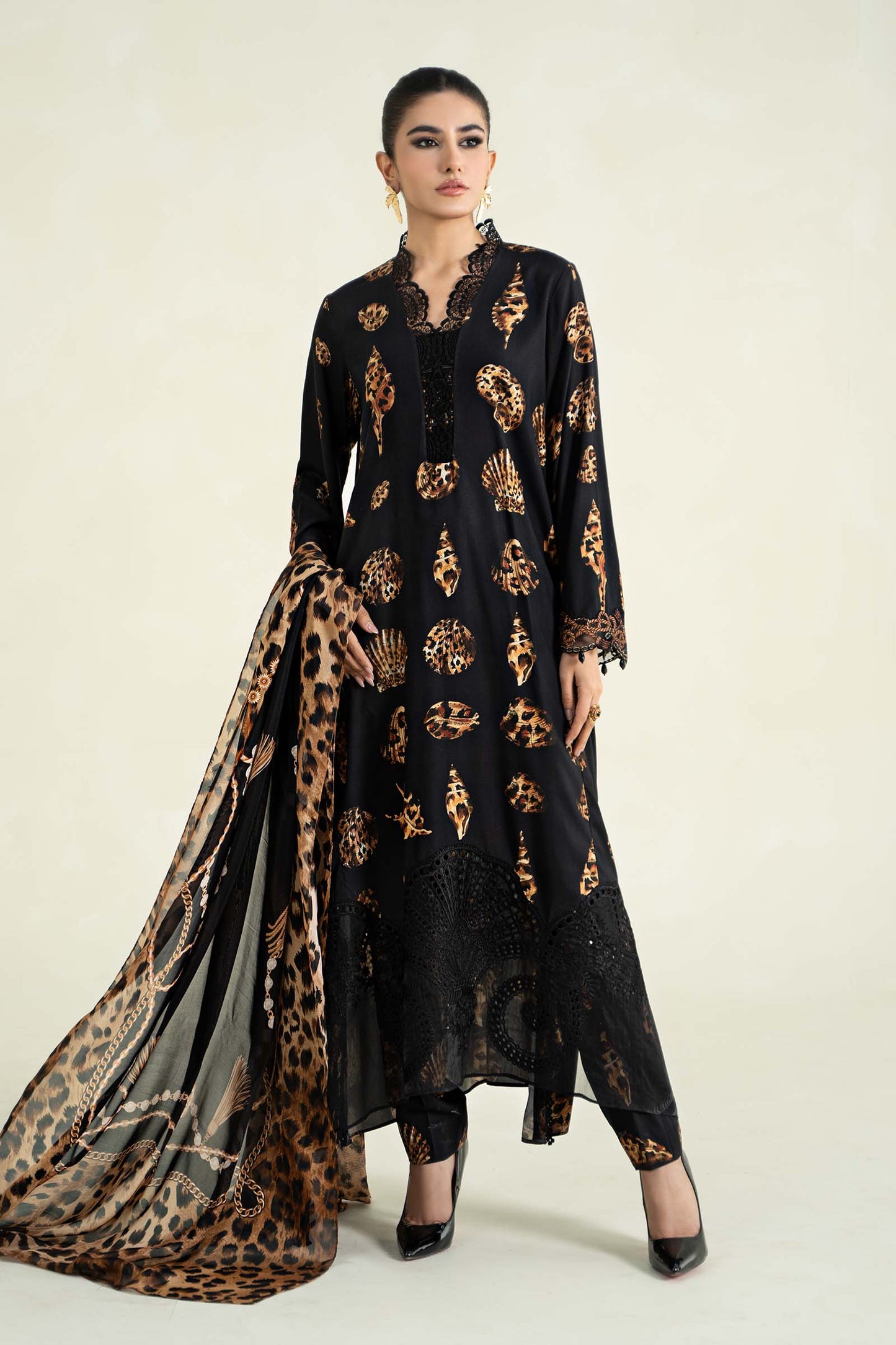 3 Piece Printed Linen Suit | MPS-2410-B