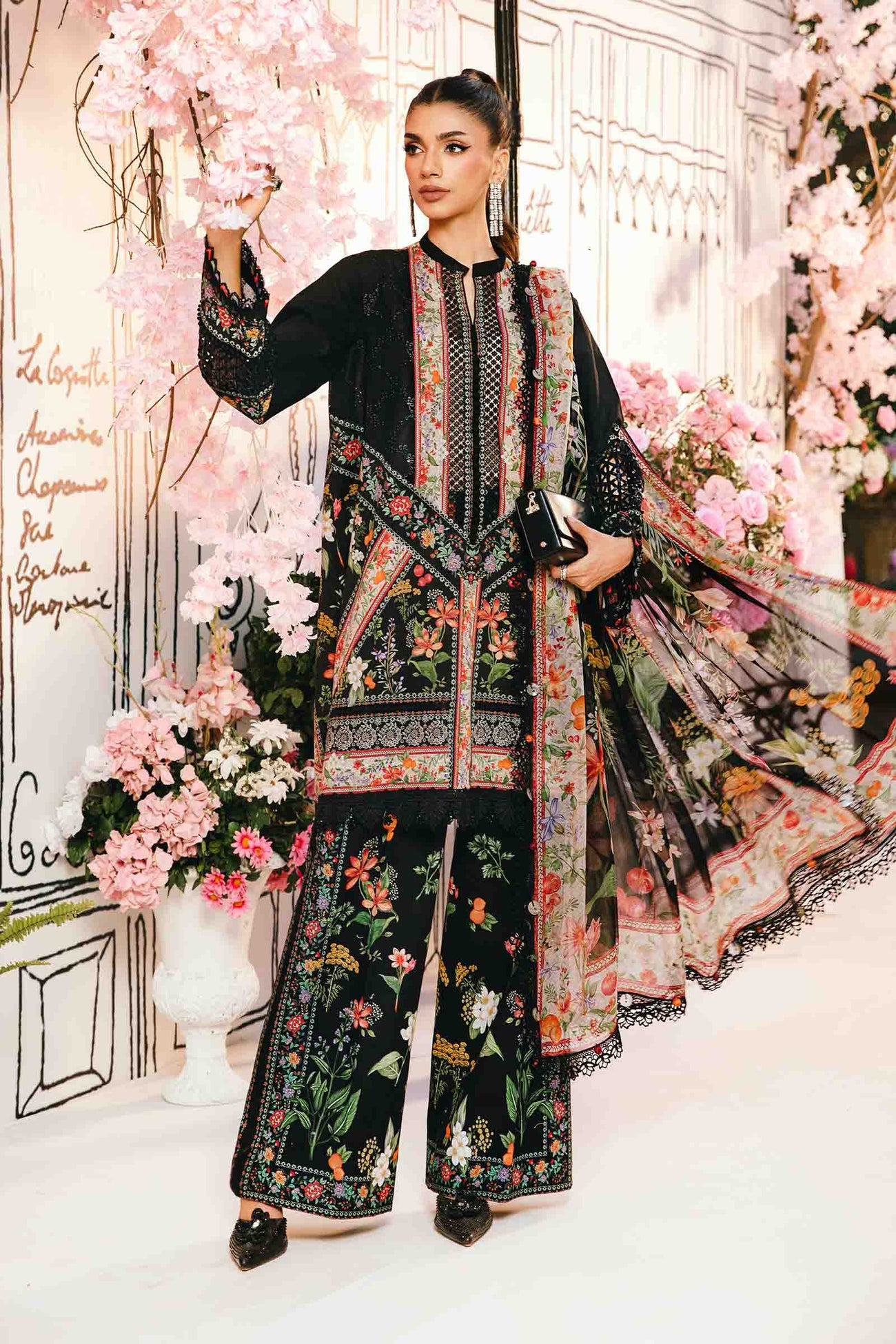 3 Piece Unstitched Embroidered Lawn Suit | MPT-2610-B