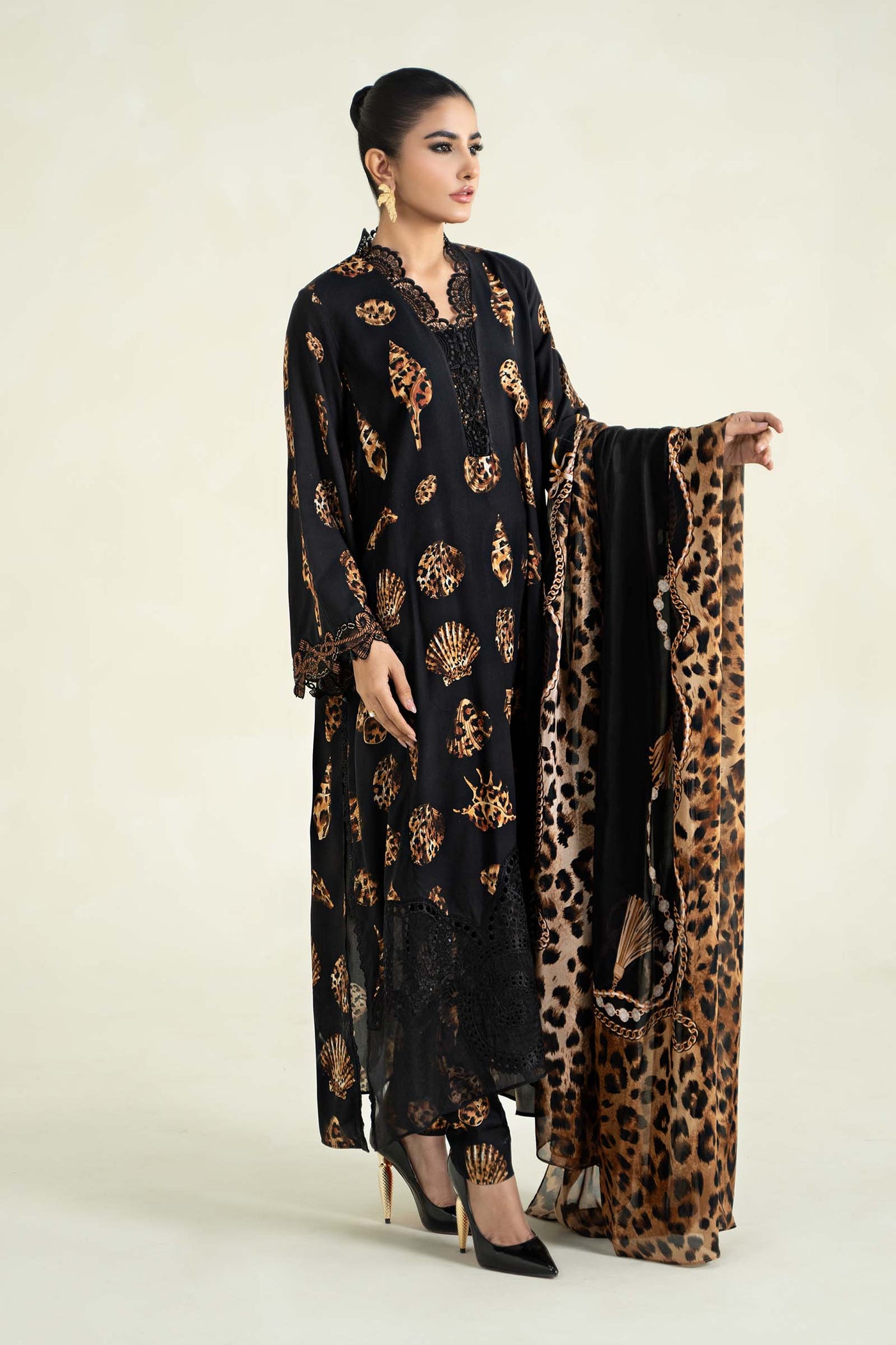 3 Piece Printed Linen Suit | MPS-2410-B