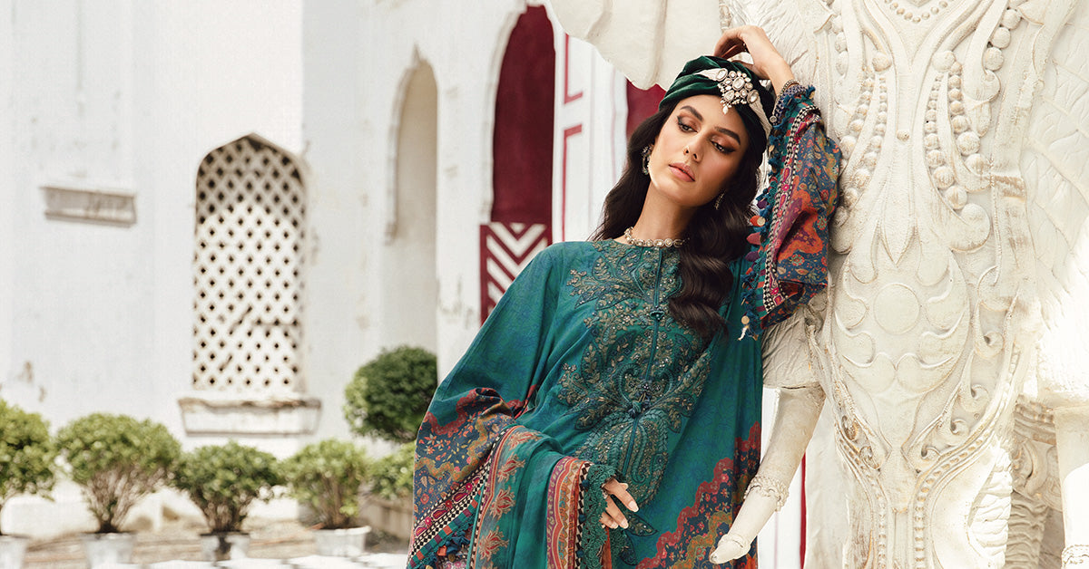 3 Piece Unstitched Embroidered Cambric Suit | MPT-2710-B