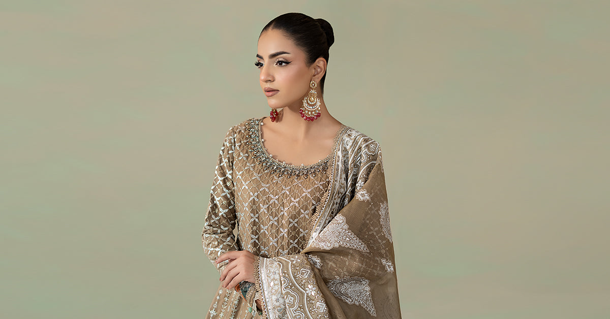 3 Piece Embroidered Cotton Satin Suit | CSS-810