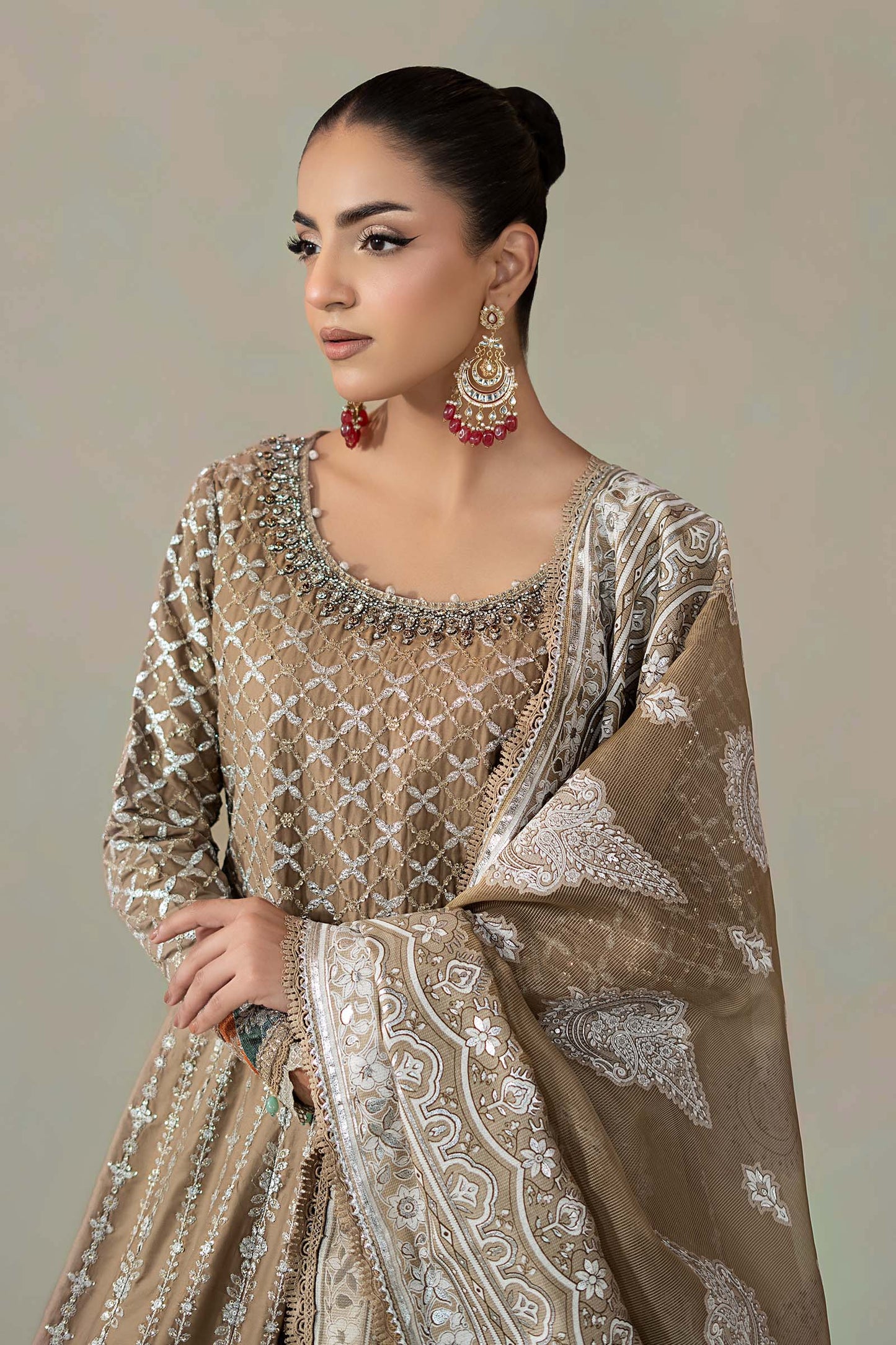 3 Piece Embroidered Cotton Satin Suit | CSS-810