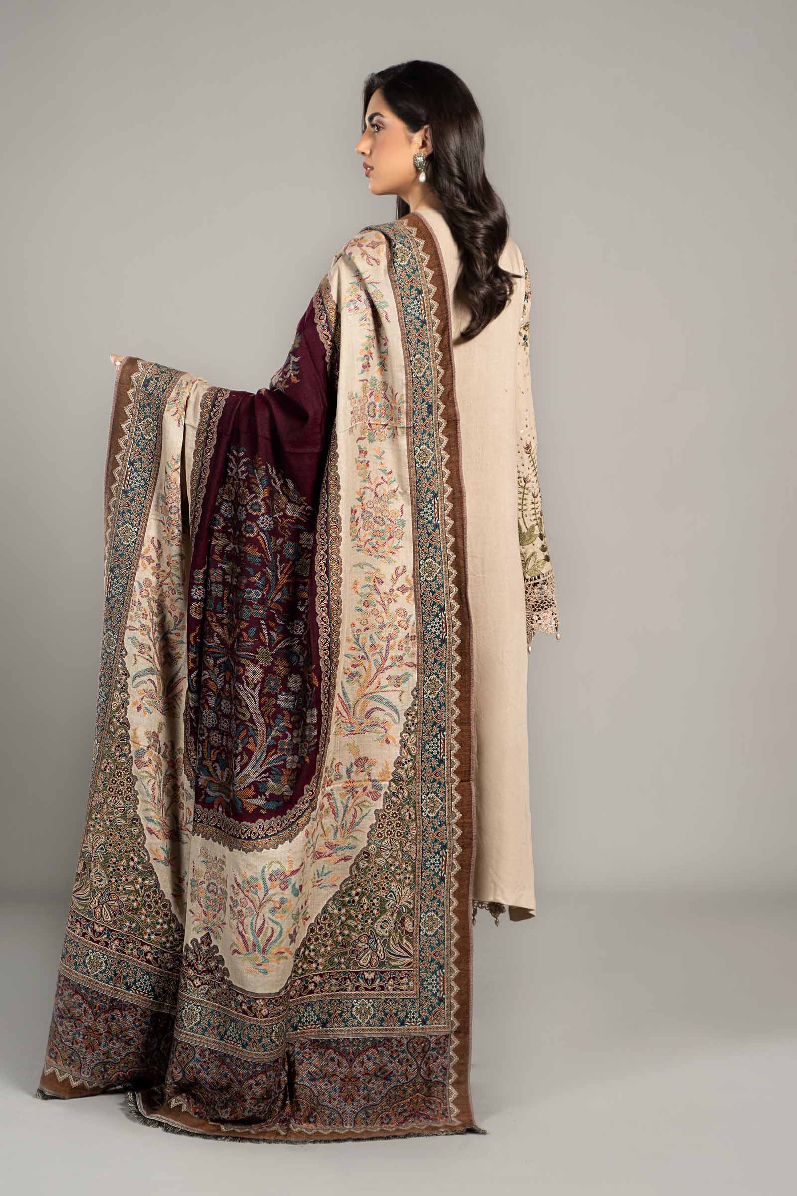 3 Piece Embroidered Linen Suit | DLS-1211