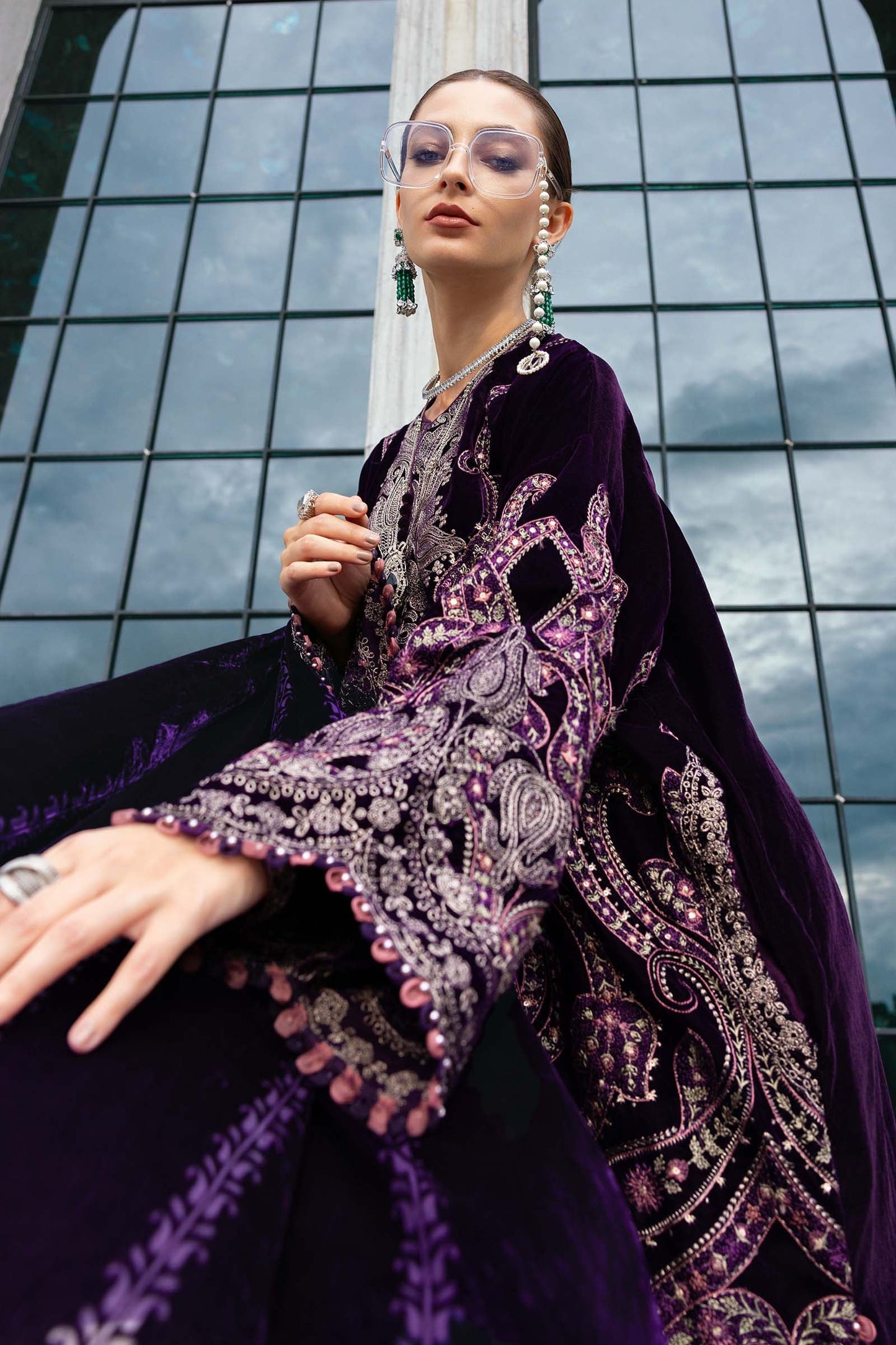 3 Piece Unstitched Embroidered Velvet Suit